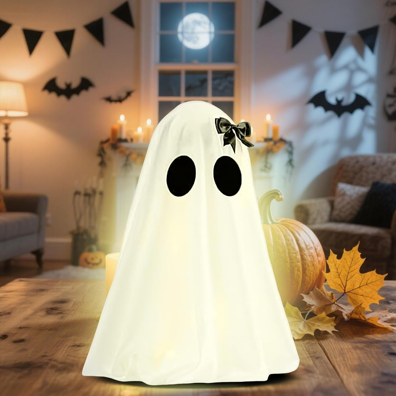 Ghost Light - Tabletop Light up Ghost,Battery Operated LED Lamp Scary for Mantel Tabletop Halloween Party Home Decoration image number 3