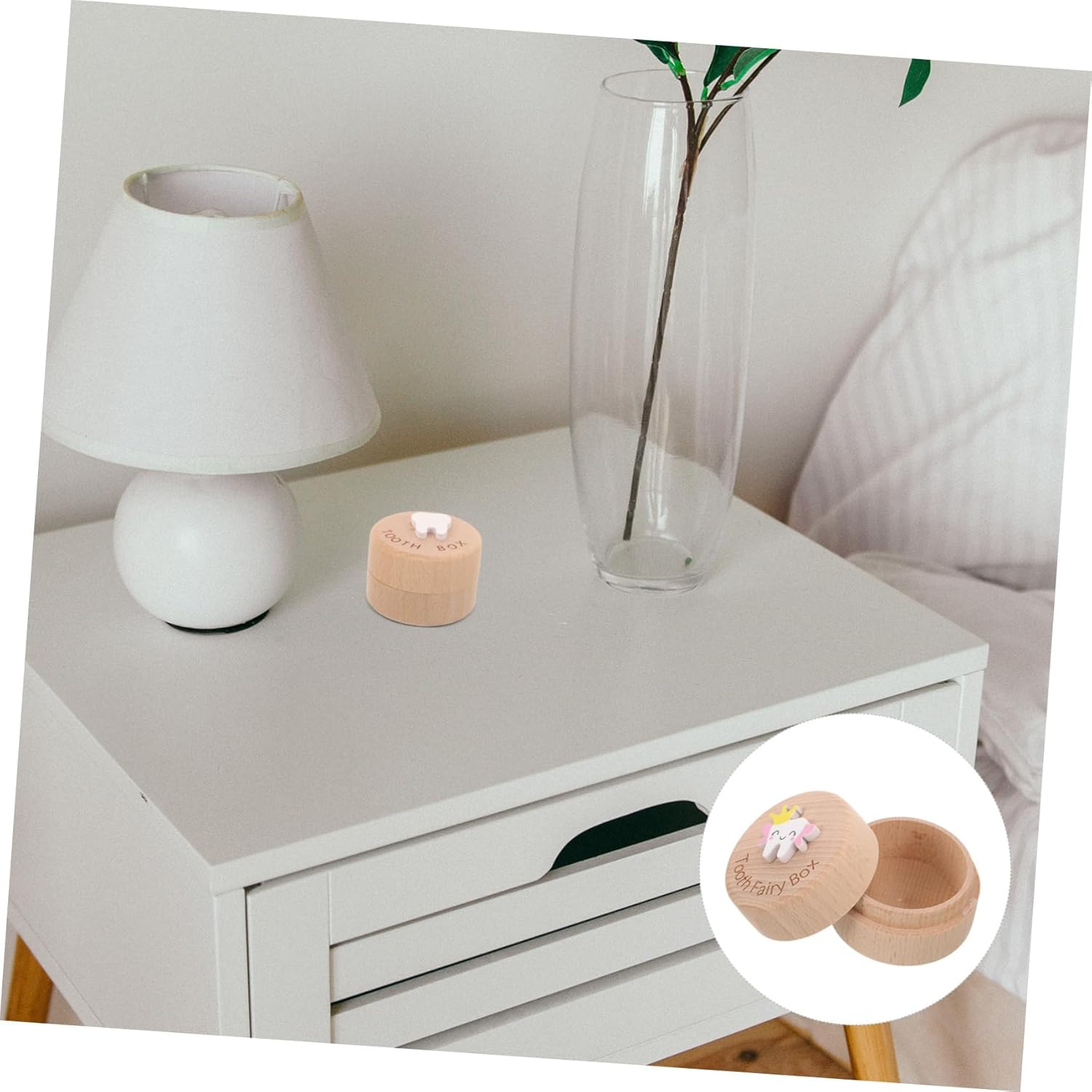 Wooden Baby Tooth Box Boys and Girls Teeth Storage Container Lid Natural Wood Material for Toddlers image number 6