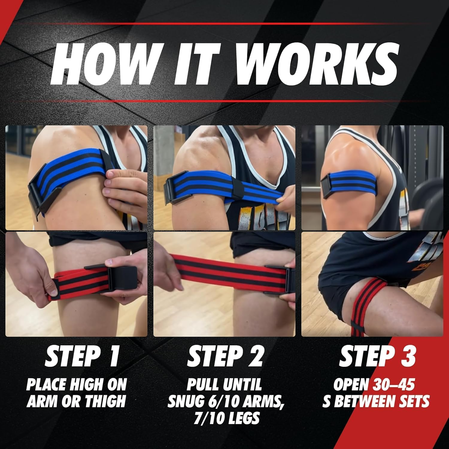 Blood Flow Restriction Bands, 2X Occlusion Bands for Legs, Elastic Bands with Buckle Fasteners for Muscle Building and Pump, BFR Cuffs