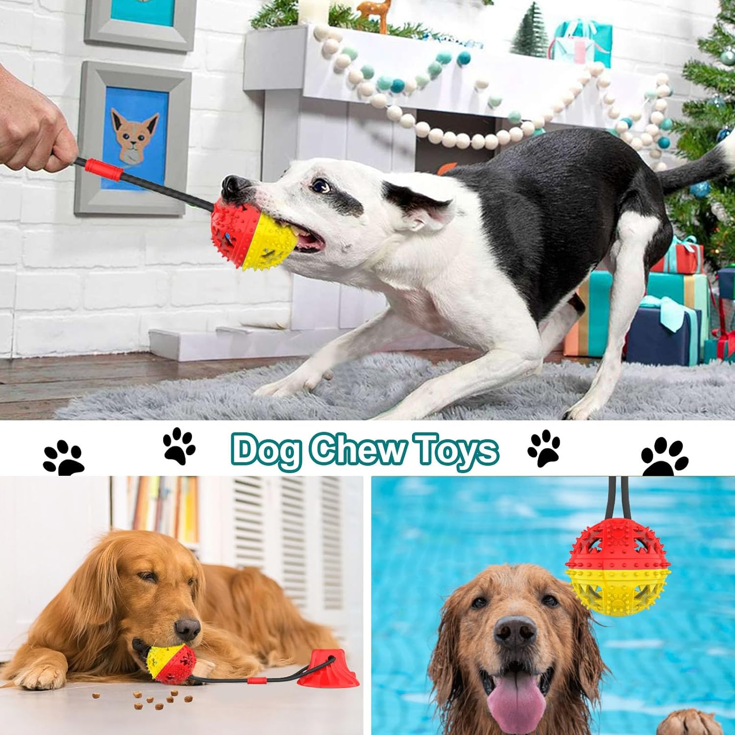 Coolplay Dog Toys, Dog Chew Toys for Aggressive Chewers, Puppy Dog Training Treats Teething Rope Toys, Dog Ball Toys image number 5