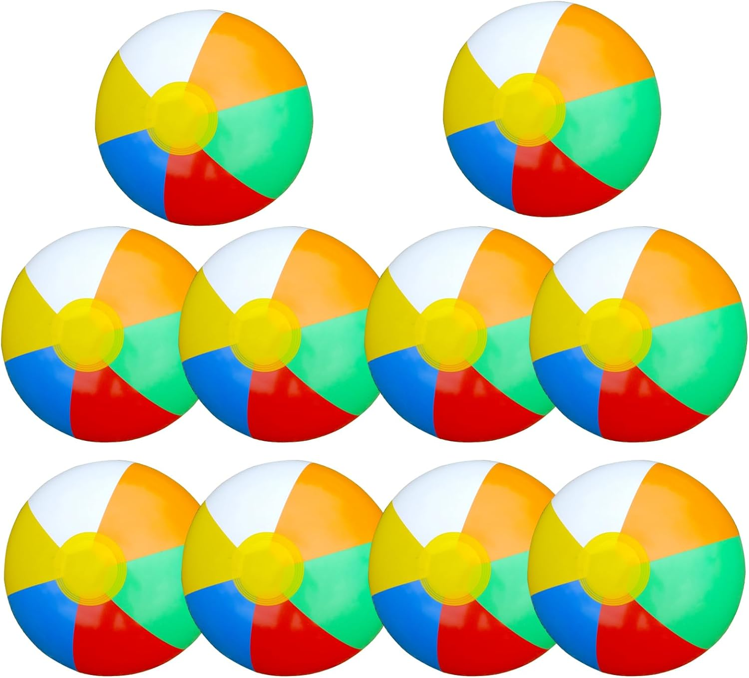 10 Pack 12Inch Rainbow Beach Balls Inflatable Swimming Pool Beach Balls Toys Outdoor Activity Gifts for Summer Water Games Hawaiian Tropical Theme Party image number 1