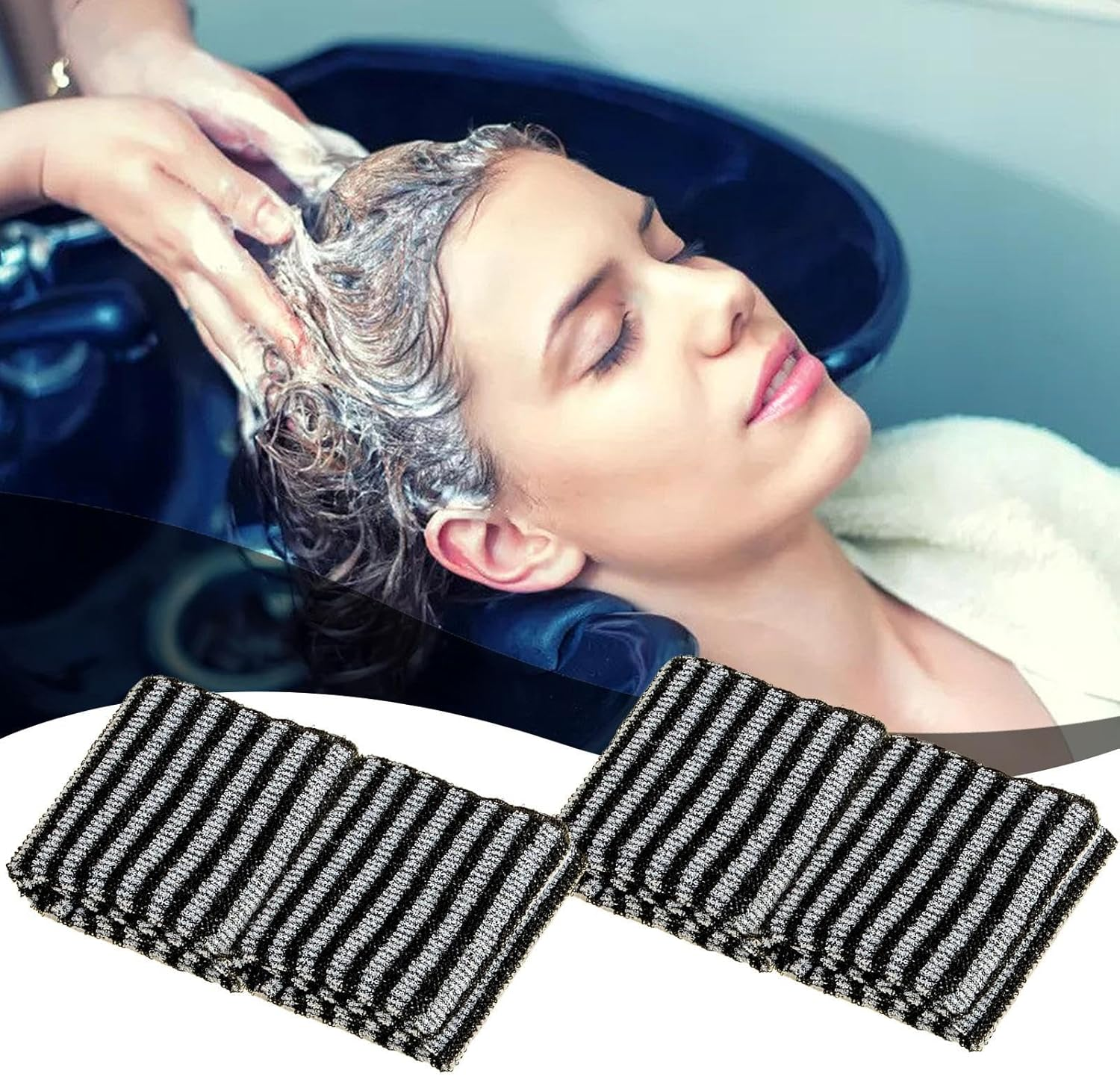 Shower Towel, 2 Pieces Body Cleansing Massage Scrub - Soft and Practical, Removes Dead Skin for Men Women Body Cleaning and Massage (Black) - Black image number 4