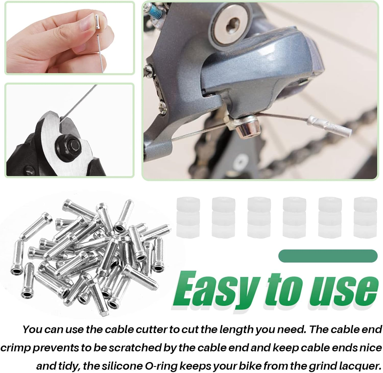 Keadic 83Pcs Universal Bike Cable Housing Set Includes Stainless Steel Bicycle Brake Shifter Cable, O-Rings, Cable End Caps, Cable Cutter and Black Cable Housing for Road Mountain Bicycle Cycling