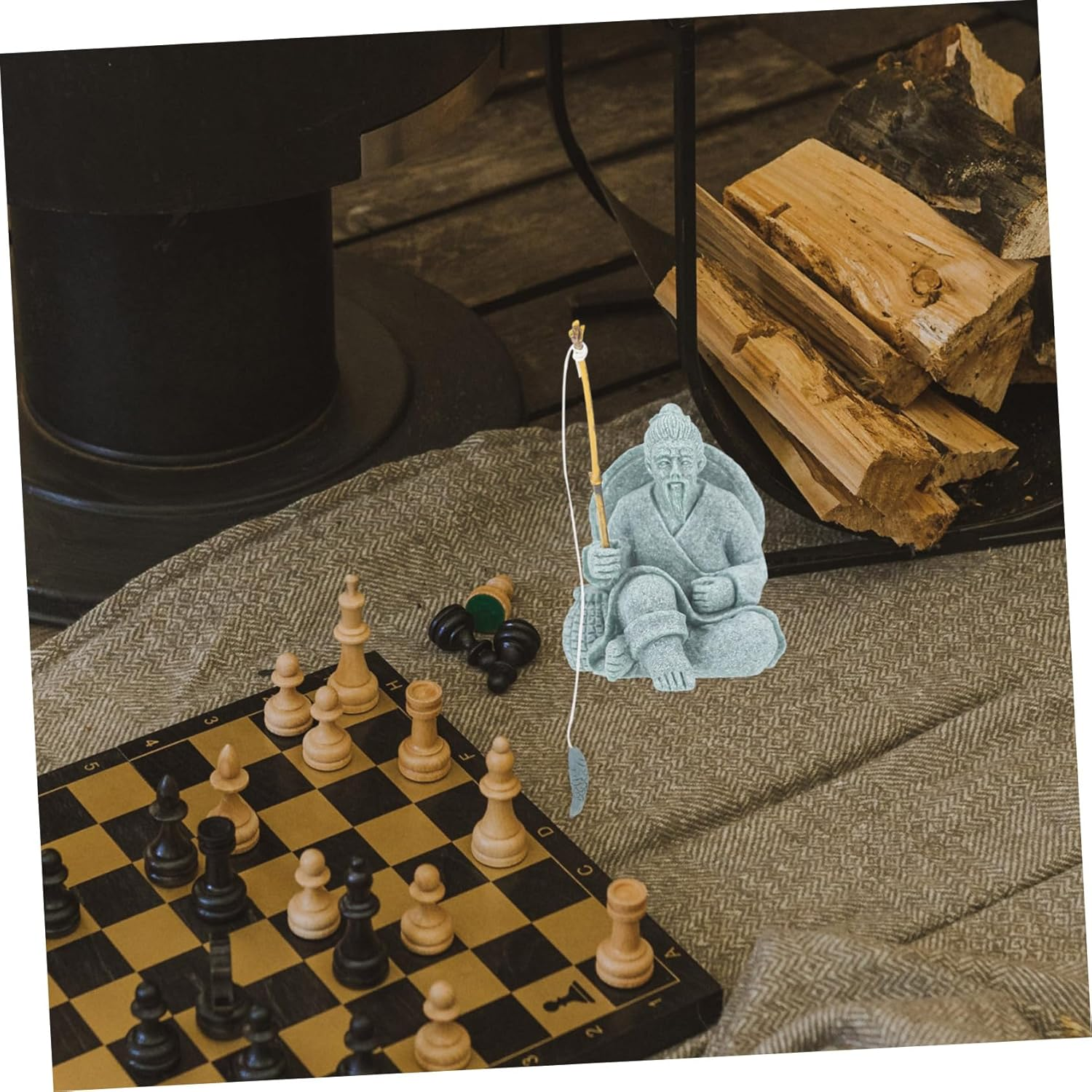 DECOMELODY Miniature Fisherman Statue for Fish Tank Decor Elegant Sandstone Ornament for Gardens Aquariums and Relaxing Spaces Charming Tea Pet Figurine image number 1