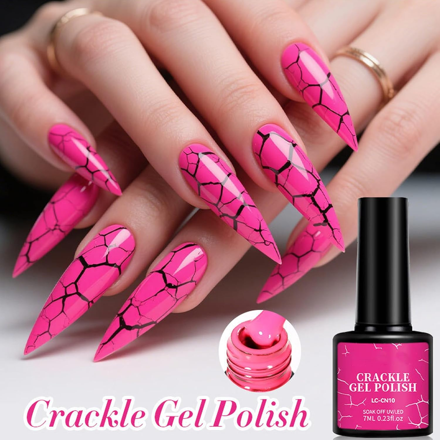 Crackle Nail Polish Gel | Color UV Gel Nail Polish Set of 6,Chip-Resistant, Long-Lasting, Beauty Supplies for Daily Wedding Salon Travel Photography image number 3