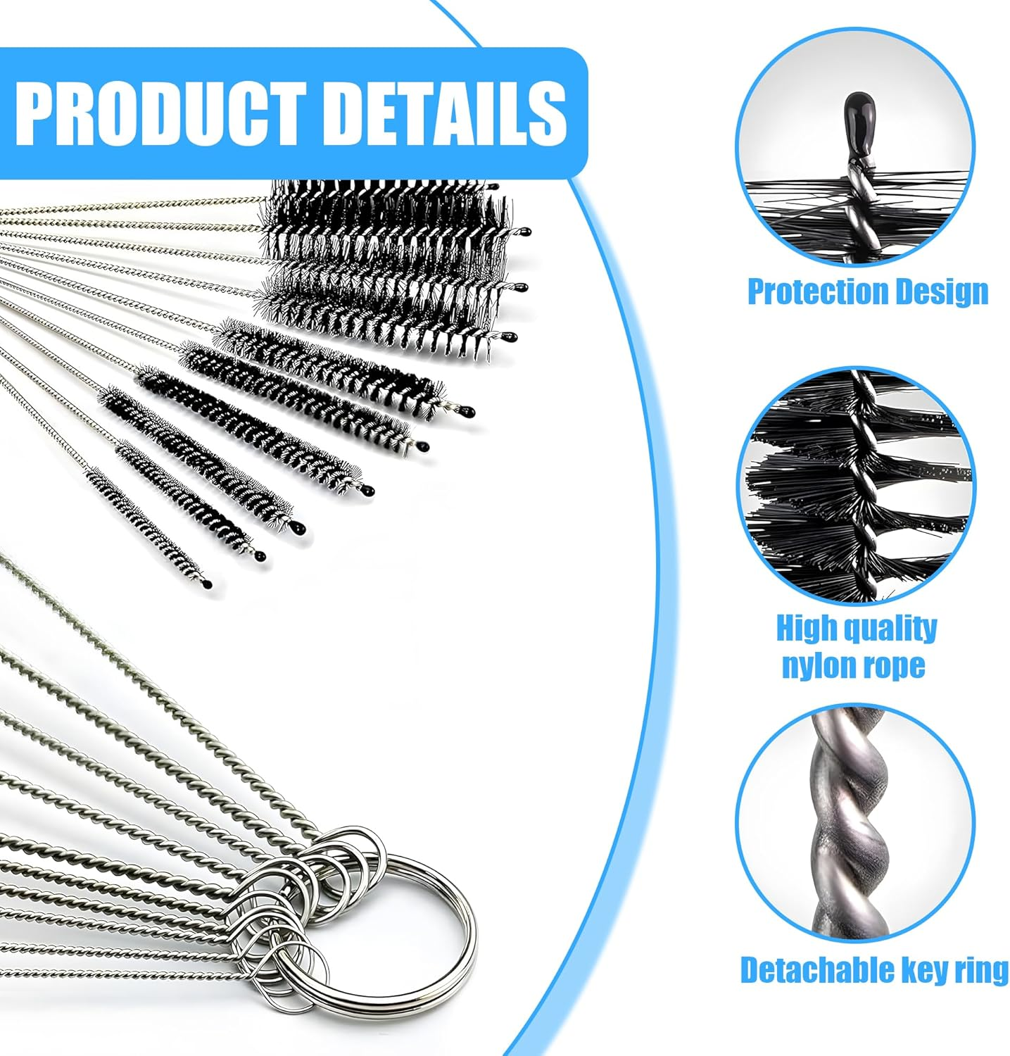 13 Pcs Stainless Steel Cleaning Brush Set &ndash; Flexible Straw Cleaner Brush & Pipe Cleaner for Bottles, Tubes, Drains | Durable Wire Brushes (2-25Mm) | Straw Brush & Multi-Size Cleaning Tools (22Cm)​​ image number 2
