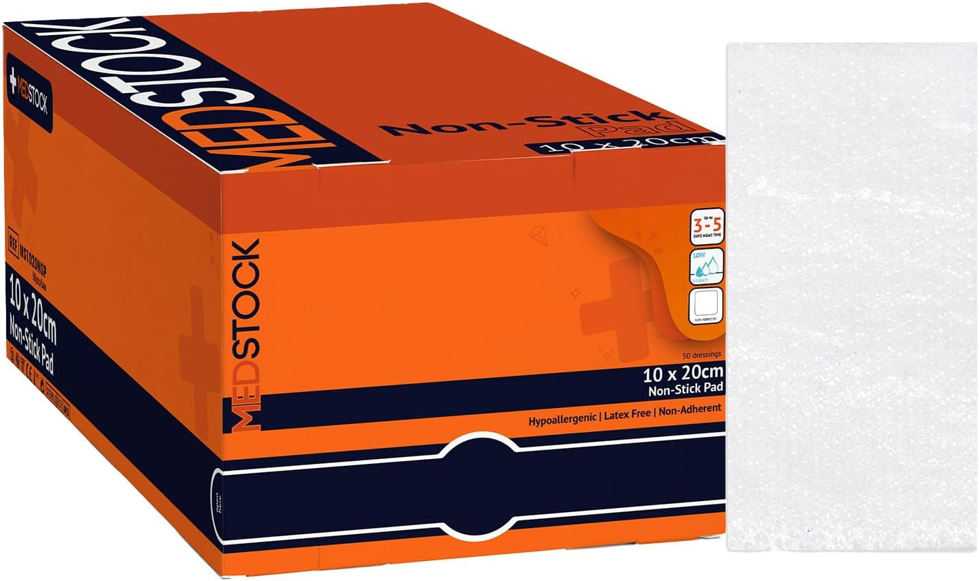 MEDSTOCK Non-Stick Pad, 5CM X 5CM, 50 Count, Gauze Pad Dressing, Non-Stick Wound Care, Surgical Grade, Fragile Tissue Protection, High Absorption, Porous Film Skin Contact Layer, Non Woven Fabric image number 3