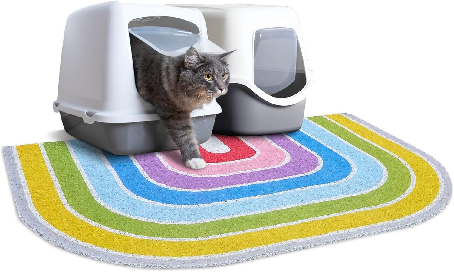 Cat Litter Mat Cat Litter Tray Mat XL 90 X 60 Cm Cat Litter Tray Mat Large Washable Cat Litter Tray Mats Non-Slip Traps for Cat Litter Trays Colourful image number 1
