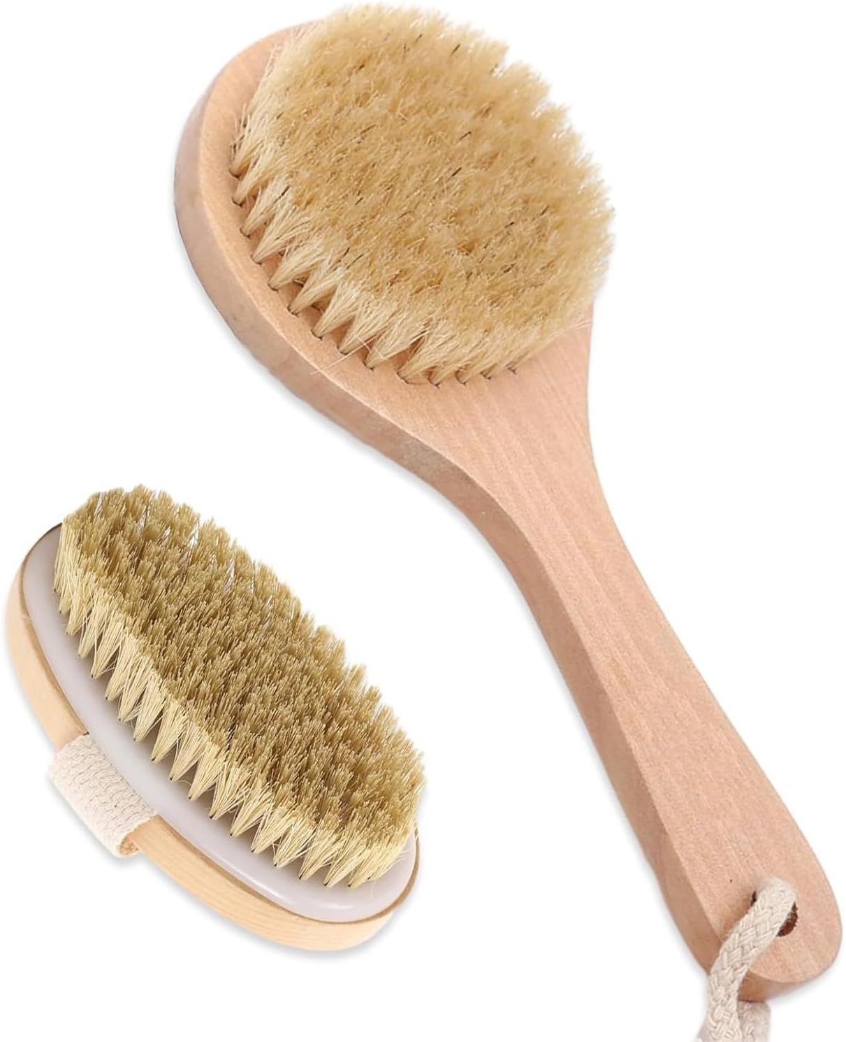 2Pcs Back Brush, Dry Brush, Body Brush, Soft Natural Bristle, for Exfoliating, Lymphatic Drainage, Stimulating Blood Circulation, Accelerating Metabolism, Enhancing Skin Health, for Men, Women image number 5