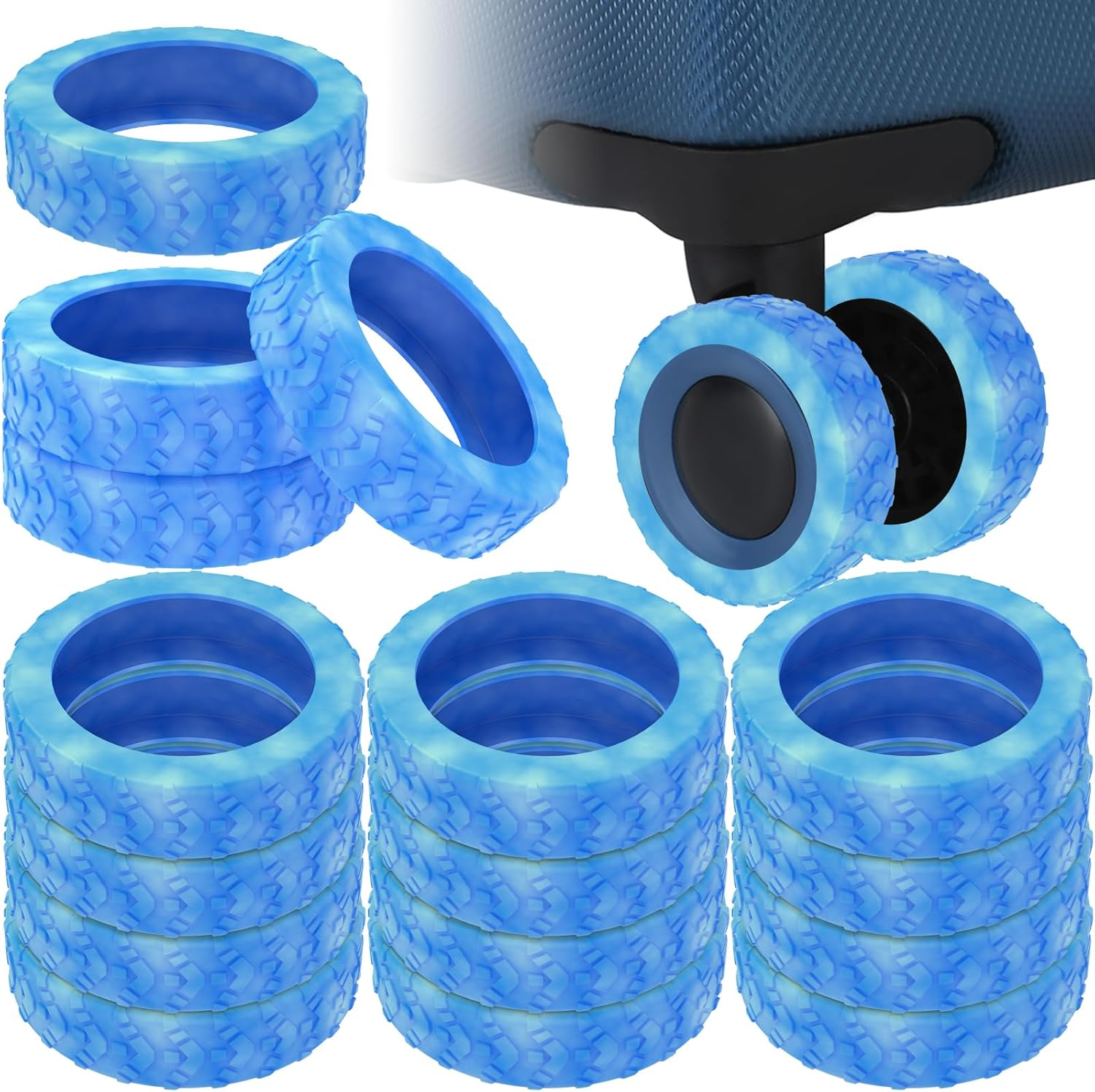 16Pcs Luggage Suitcase Wheel Cover, Carry on Silicone Luggage Wheel Protective Cover, Waterproof Chair Wheels Cover Luggage Caster Cover for 2 Wheels Luggage Suitcase (16PCS, Orange-C)