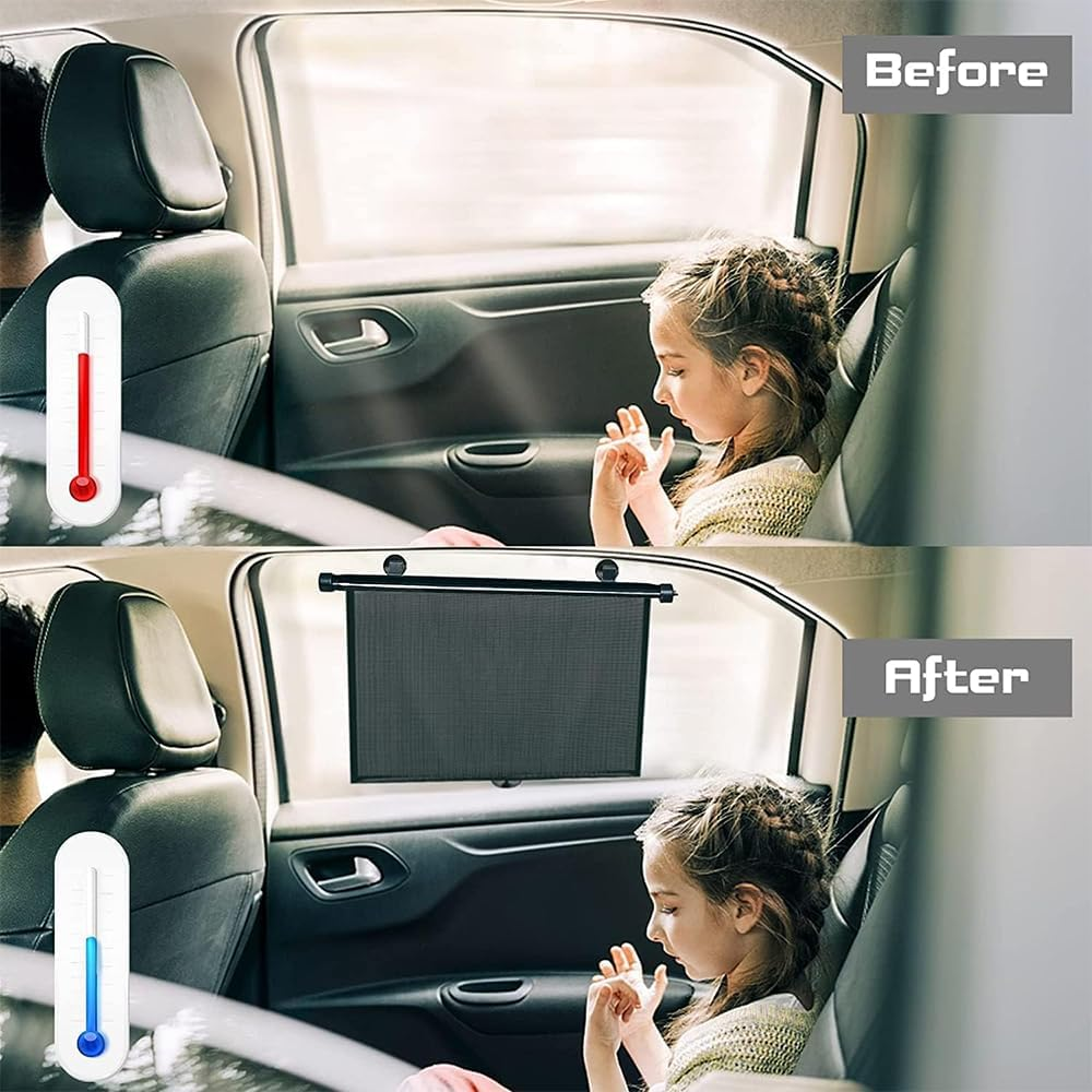 2 Pack Car Sun Shade for Side Windows, Retractable Window Shades for Baby, Effectively Blocks UV Rays and Harsh Sunlight, Perfect for Infant Protection in Cars image number 3