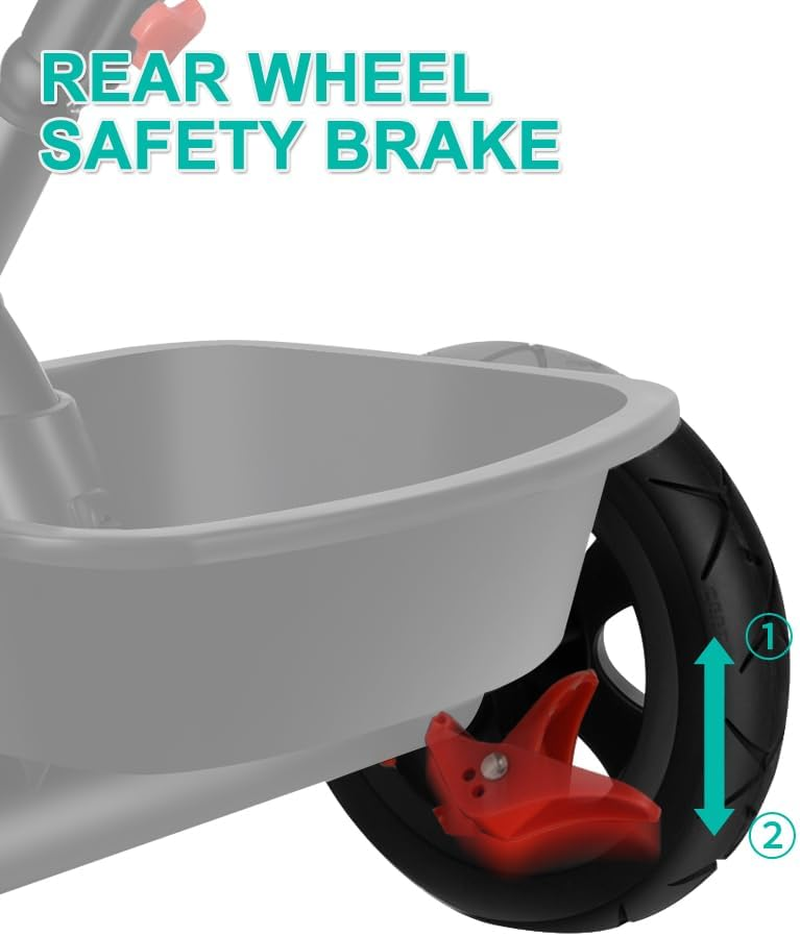 4In1 Baby Walker Kids Trike Tricycle Bike Children Bicycle Ride on Toy Safety Fence Adjustable Seat Handlebar Black image number 4