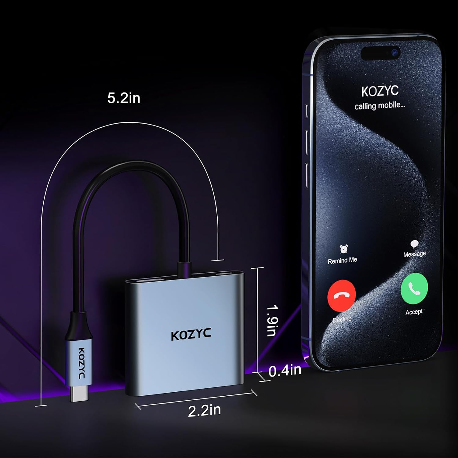 USB C to Dual HDMI Adapter 4K@30Hz, KOZYC USB C Hub with 2Xhdmi, USB 3.0, 100W PD, USB-C to HDMI Splitter Extended Display for Windows(Mst), Macos(Only SST), Compatible with Macbook Pro/Air, Dell XPS image number 3