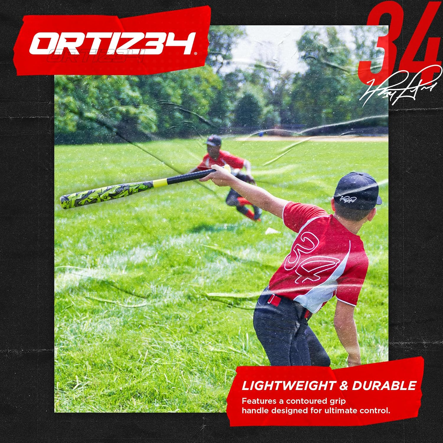 Ortiz34 Graffiti Plastic Bat & Ball Homerun Set- David Ortiz Backyard Baseball Set for Youth, Kids, Teenagers, Adults image number 2
