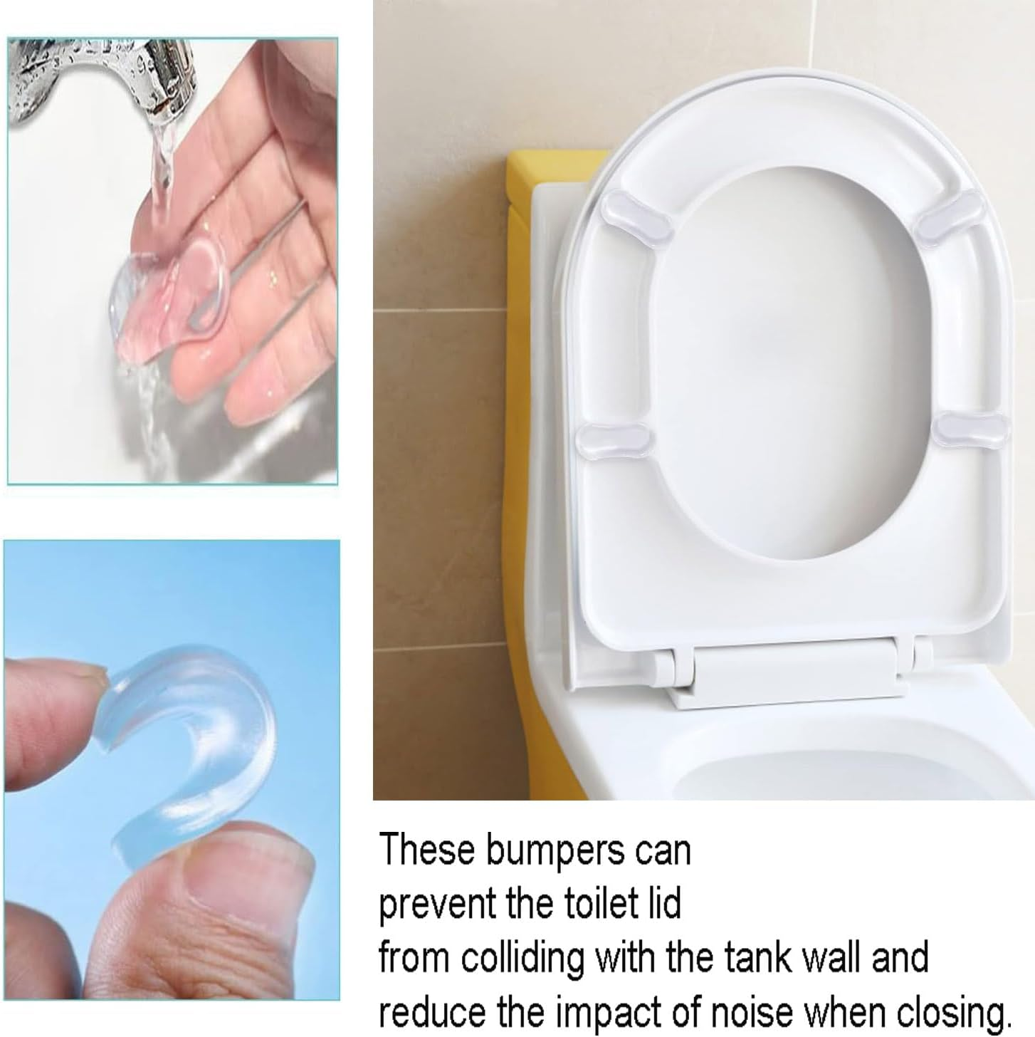 Roczential 5 Pack Toilet Seat Bumper Replacement Kit Silicone Toilet Seat Buffer Transparent Toilet Lid Rubber Pad for Home, Hotels, School Bathroom Toilet image number 3