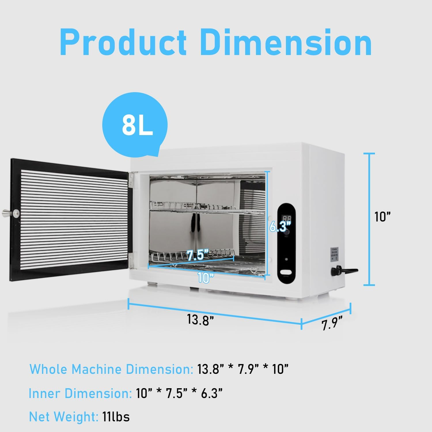 8L UV Cleaning Cabinet, High Capacity Nail Tool Cleaning Machine with Timer for Bottle Manicure Spa Barber Tool Equipment Cleaning image number 1