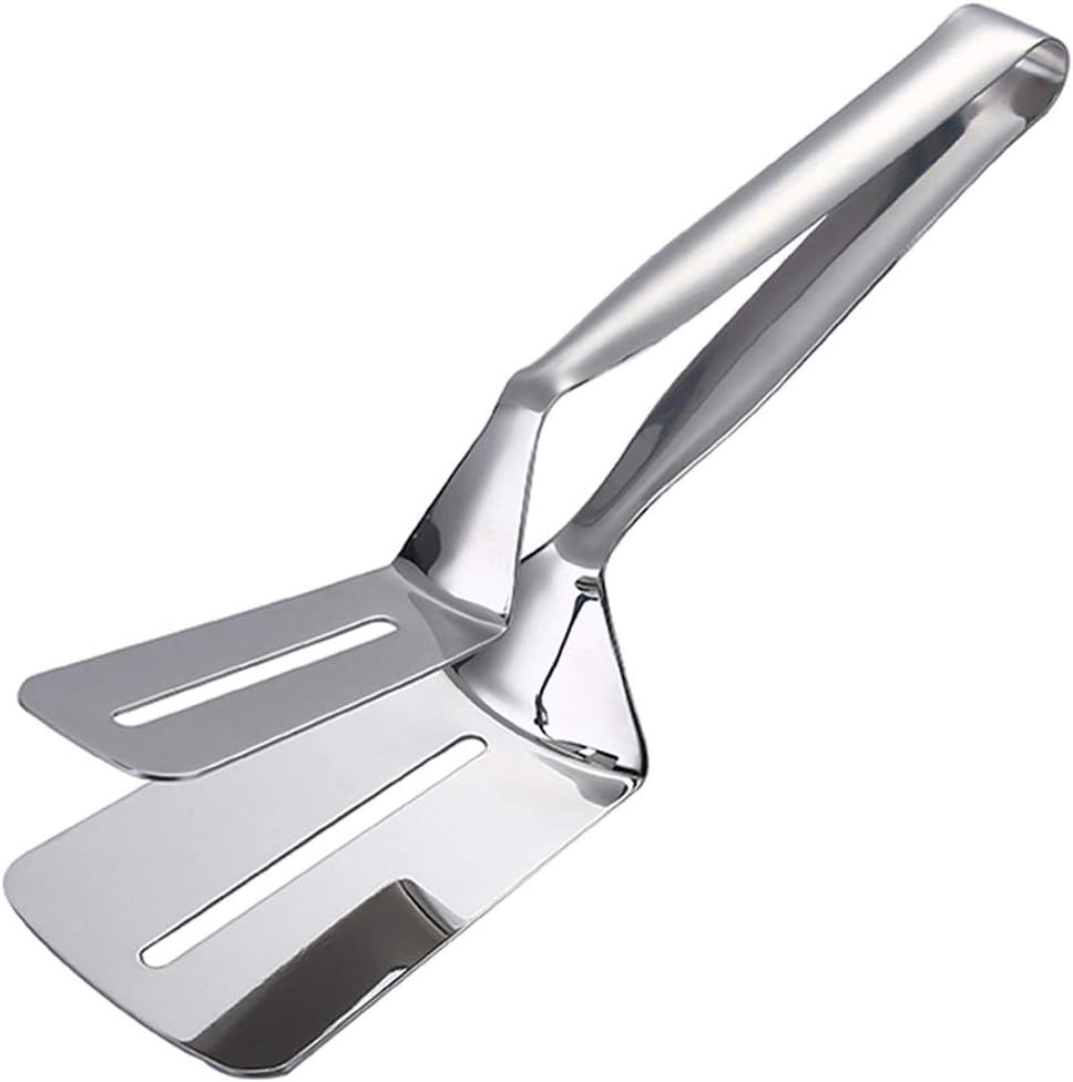 Jinken 10 Inch Premium One-Piece Stainless Steel Multipurpose Gripper Bread Clip/Steak Clamps/Fried Steak Clamp/Barbecue Tongs/Beefsteak Turner Flipper image number 1