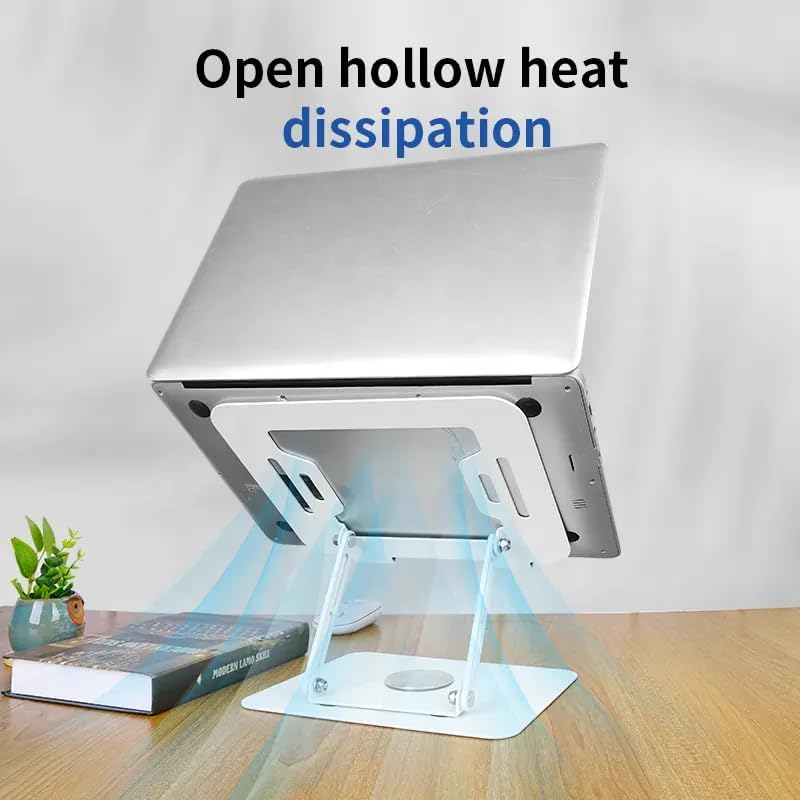 Bushora Laptop Stand for Desk, Portable Adjustable 360 Degree Rotatable Laptop Stand for Macbook and All Laptops Notebooks, Ergonomic Computer Riser (White)