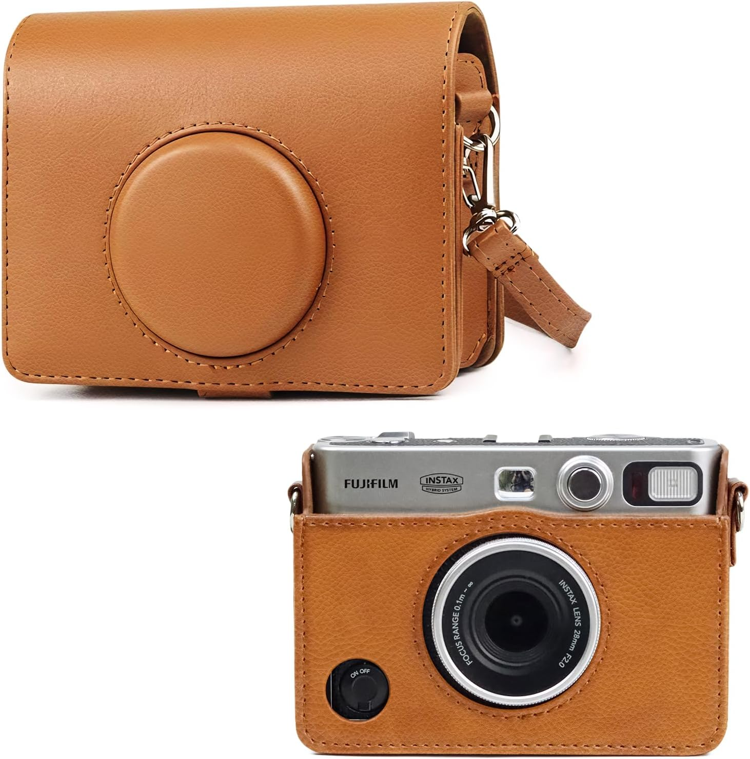 TYUANDOUER Protective Case Compatible with Fujifilm Instax Mini Evo Instant Camera, PU Leather Retro Carry Case for Fuji Instax Mini Evo with Adjustable Shoulder Strapp - Black