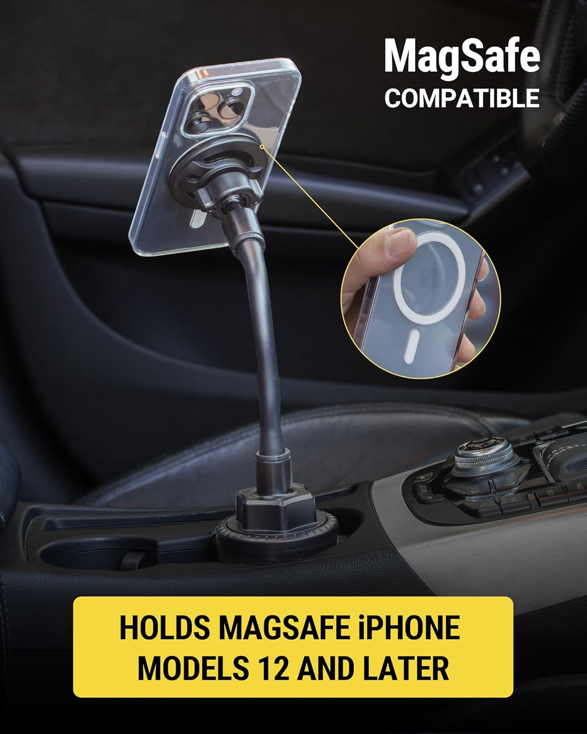 Scosche Magicmount&trade; SMSCUP Magnetic Cup Holder Phone Mount with Adjustable Gooseneck and Magnet Head, Magsafe Phone Holder for Car Compatible with Iphone 16 15 14 13 12 Series, Mag Safe Case & Android image number 4