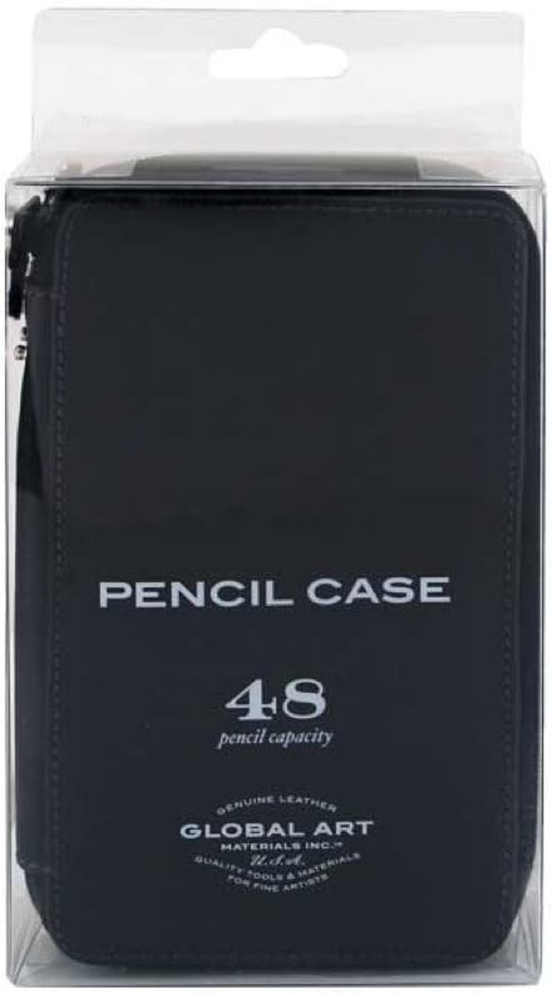 Global Art Materials 48-Piece Leather Pencil Case, Antique Brown, 96 image number 5