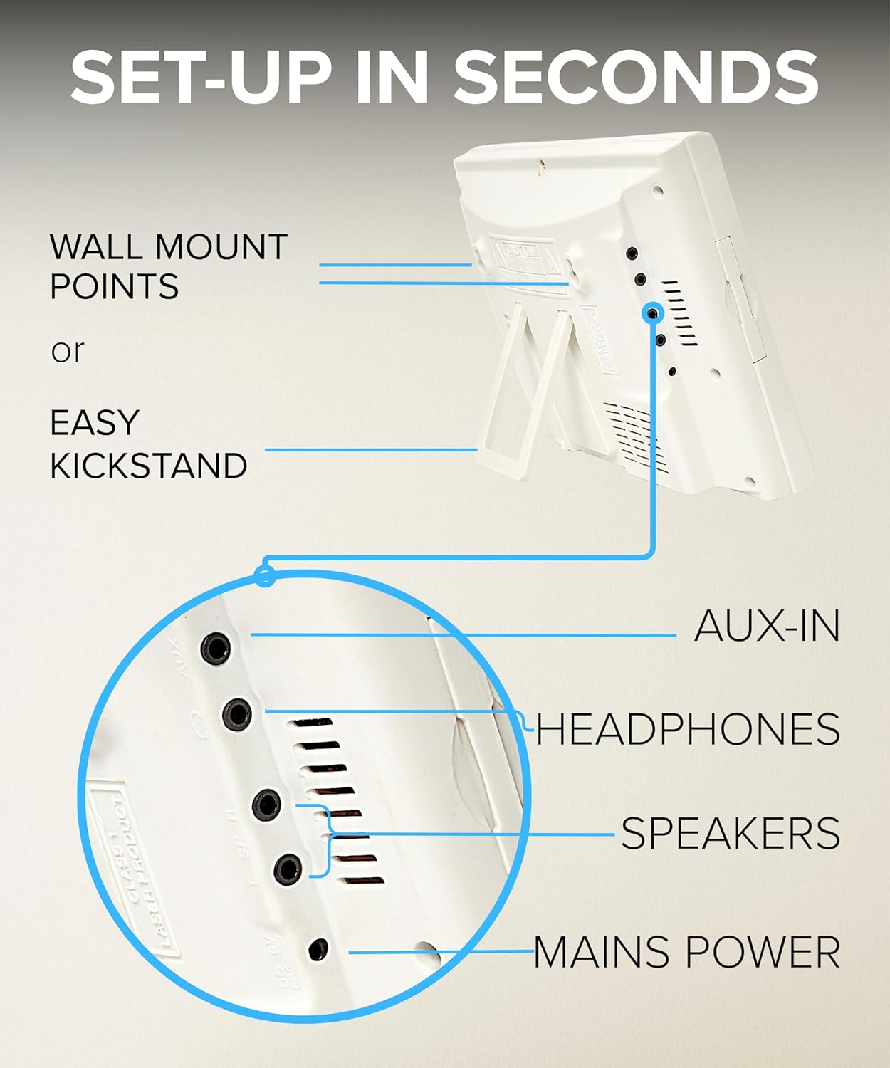 Grouptronics GTMC-101 MK2 CD Player Stereo Micro Compact Hifi with USB & MP3, AUX in for Phone/Tablet, FM Radio, Clock Alarm, Desktop Stand or Wall Mountable Remote Control White image number 5