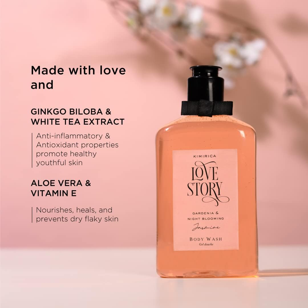 Kimirica Love Story Gardenia and Night Blooming Jasmine Shower Gel and Moisturizing Summer Body Lotion Duo,(270Ml | 270Ml) image number 2