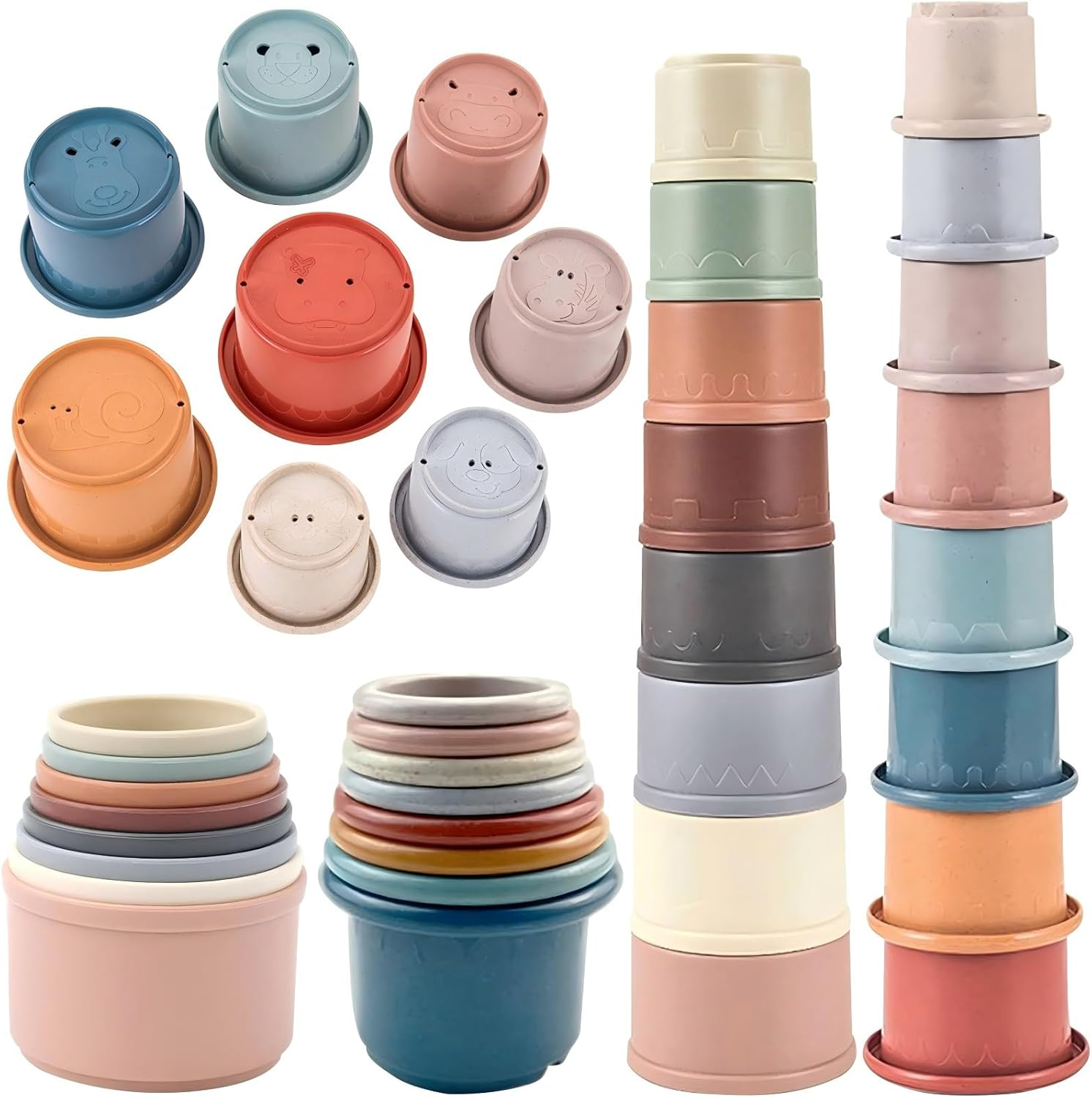 Stacking Cups, Toys for Toddlers 1-3 Year Old Stack and Count, Colorful Baby Stacking Water Set, Stackable Cups for Learning, Toddler Water Table Toy, Baby Bath Toy, Toddler Cup Toys (8 Count)