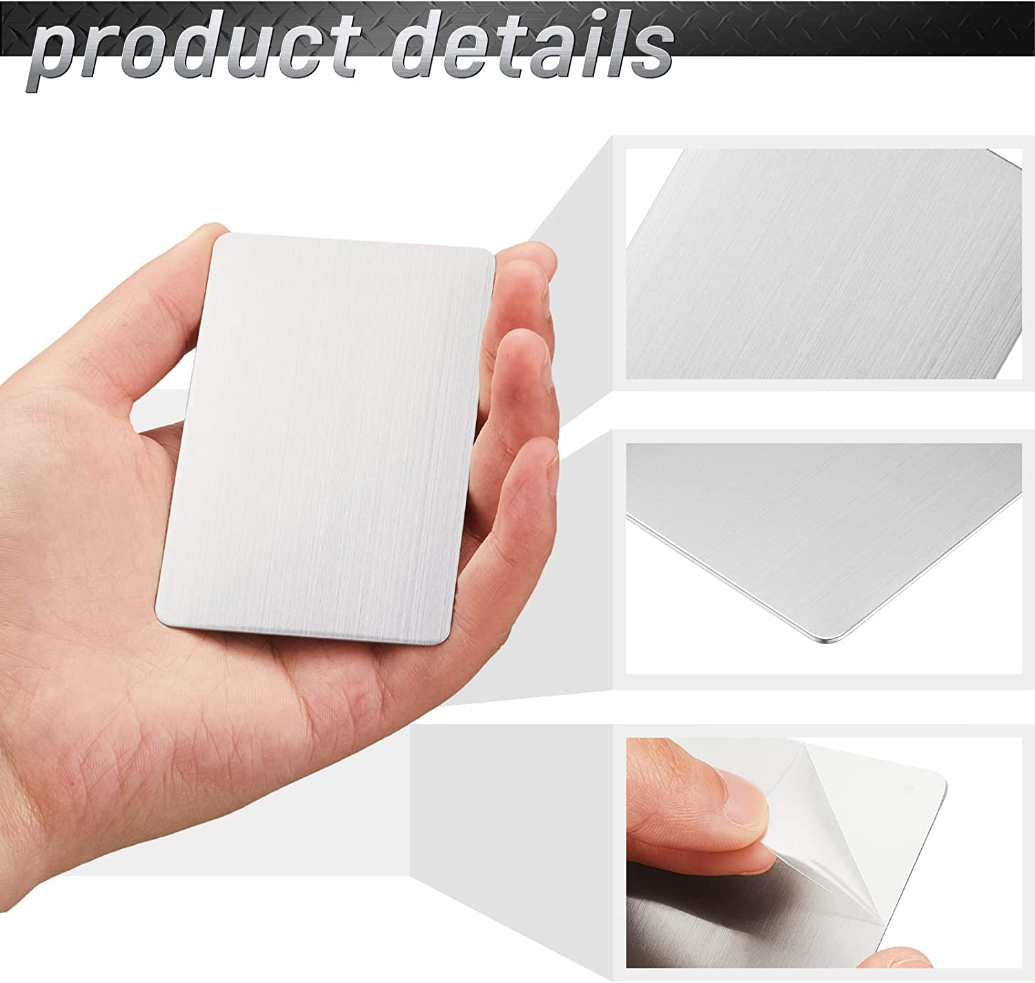12 Pieces 304 Stainless Steel Metal Business Cards Blank Steel Card Laser Engraving Stainless Cards for House Office Customer DIY Gift Plate Cards, 86 X 54 Mm (0.5 Mm)