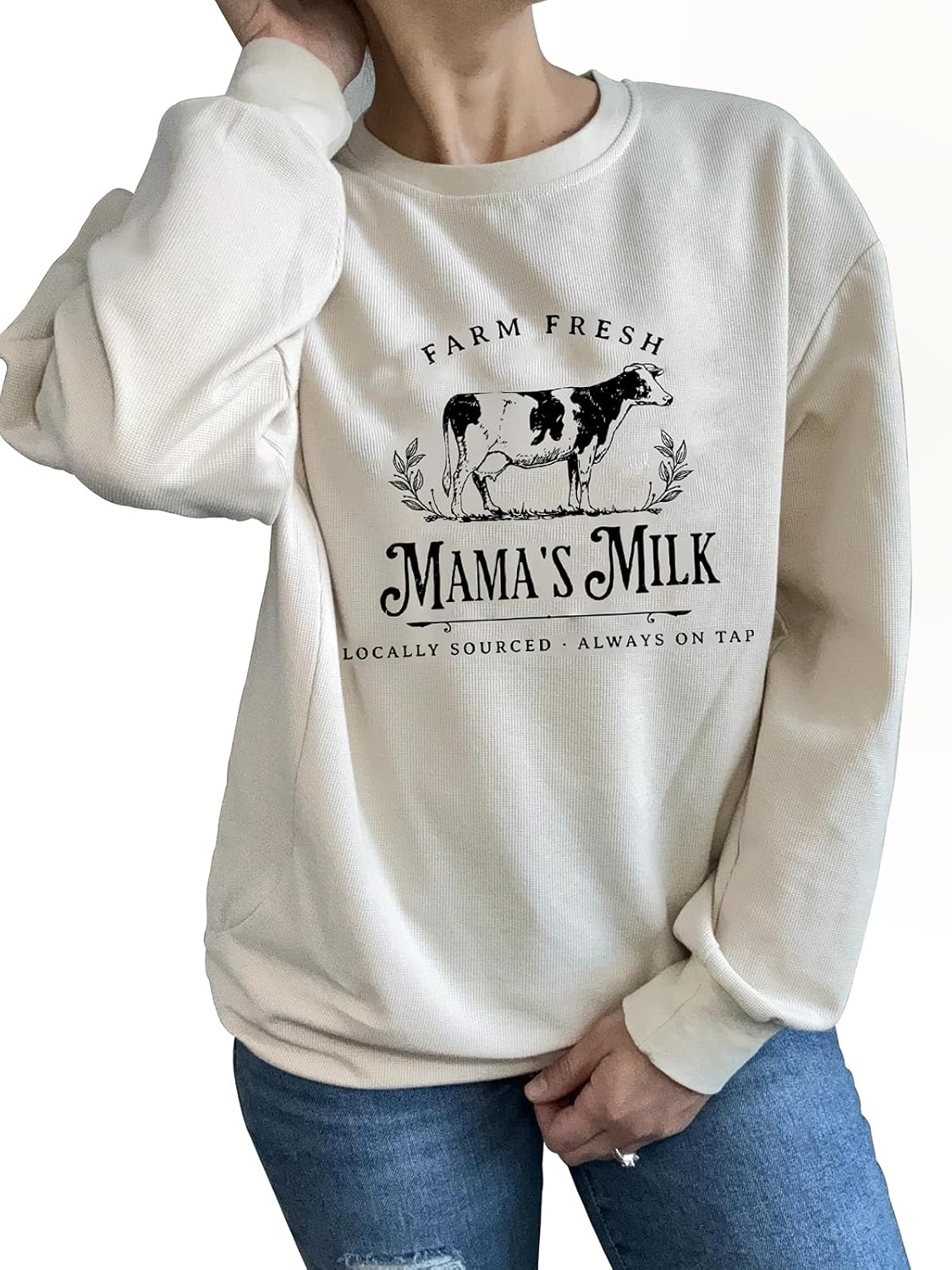 TAIUICY Women Nursing Sweatshirts Breastfeeding Zip Nursing Friendly Sweater Mama'S Daily Farm Fresh Milk Pullover image number 3