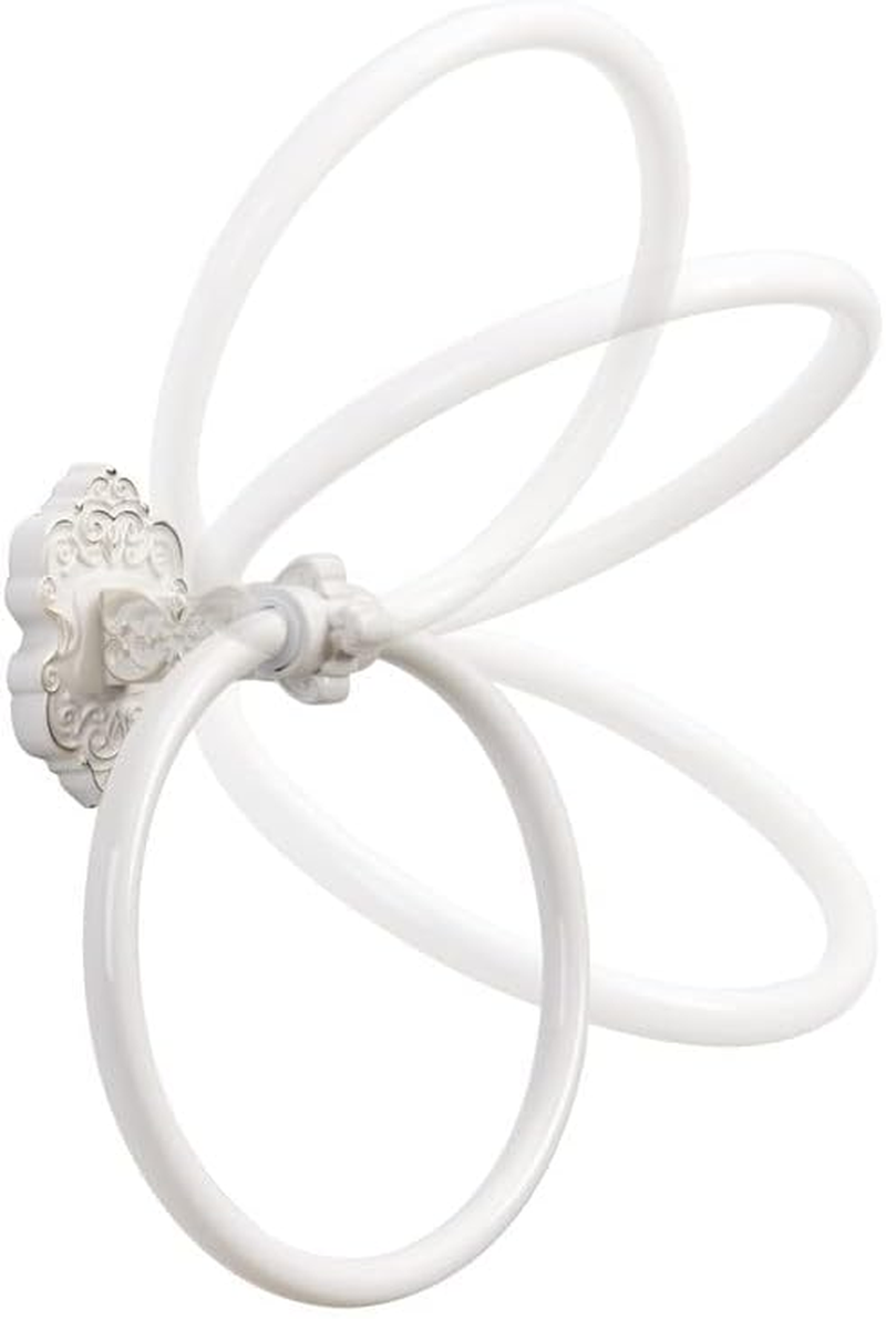 SDH Bathroom Towel Ring - Vintage Style Antique White & Gold Towel Hanger - Wall Mount Kitchen & Bathroom Hand Towel Holder - Pack of 1 Heavy Duty Decorative Aluminum Hanging Ring for Bathroom image number 6