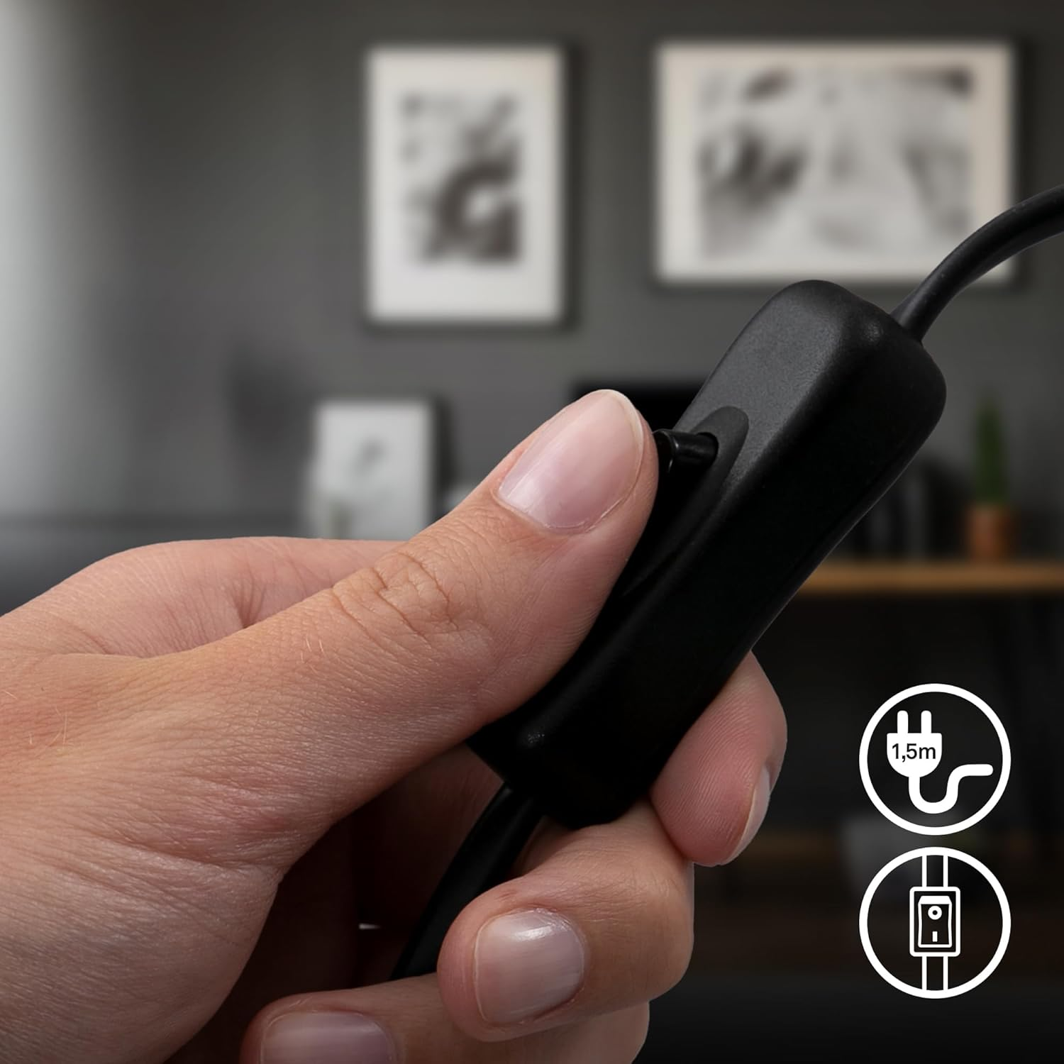 BRILONER - Bedside Lamp with Cable Switch, Rotatable, E14, Max. 10W, Table Lamp, Desk Lamp, Desk Lamp, Reading Lamp, Reading Lamp, 14 X 38 Cm, Black Wood image number 5