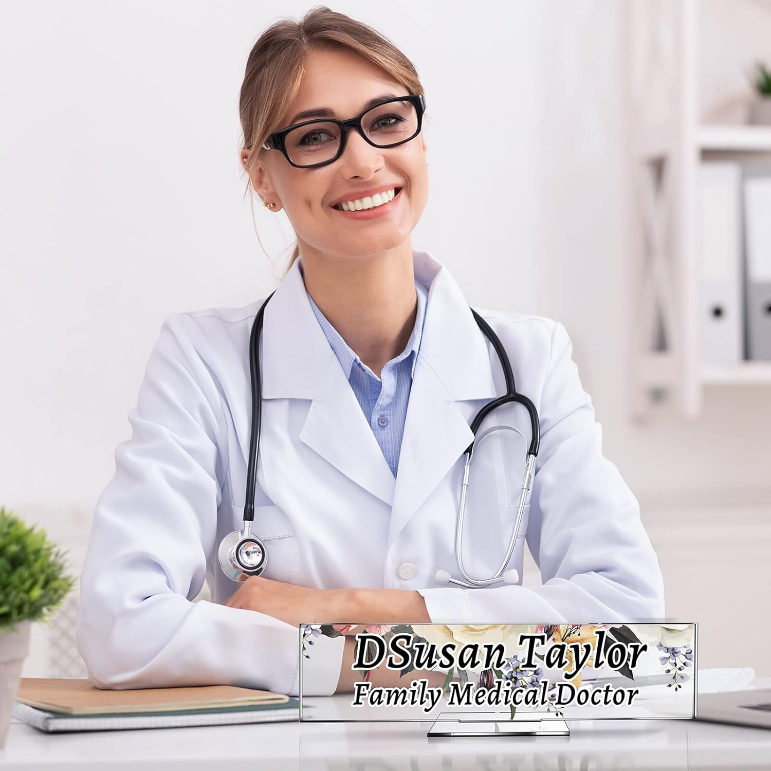 Yookeer 12 Pack Acrylic Name Plate Personalized Desk Name Plaque Sign Clear Panel Rectangle Acrylic Sheet Blank for Office Desk Decor(2 X 10 Inch) image number 3