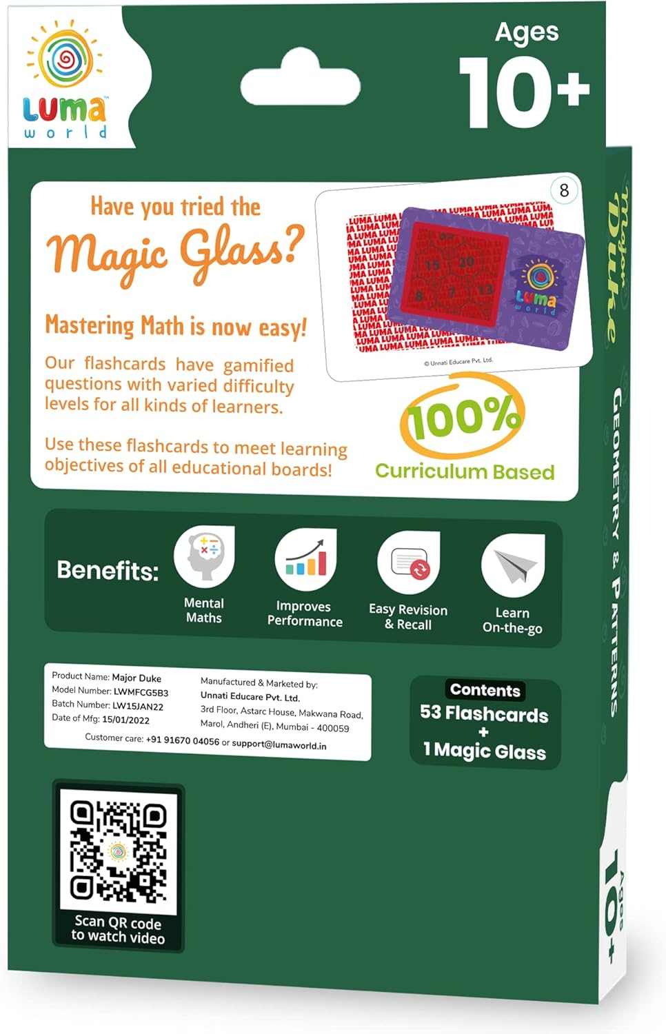 Luma World Major Duke Educational Game-Based Math Flash Cards with a Fun Magic Glass to View Hidden Answers for Ages 10+ Years to Learn Grade 5 Geometry, Shapes and Patterns, Set of 50 Cards image number 5