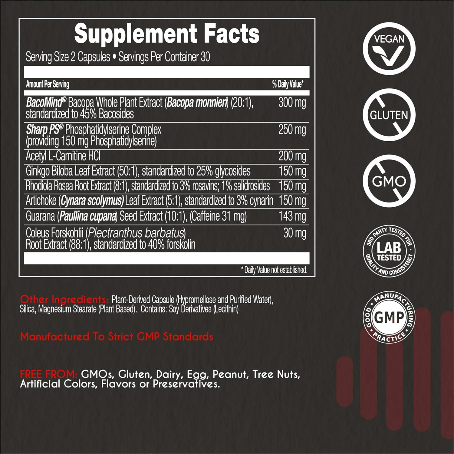 Mybrainco. Sharp Mind - Nootropic Brain Supplements for Memory and Focus - Adaptogenic Herbs & Nootropics to Support Brain Health & Concentration - Rhodiola, Gingko Biloba, Phosphatidylserine and More (60 Vege-Capsules) image number 2