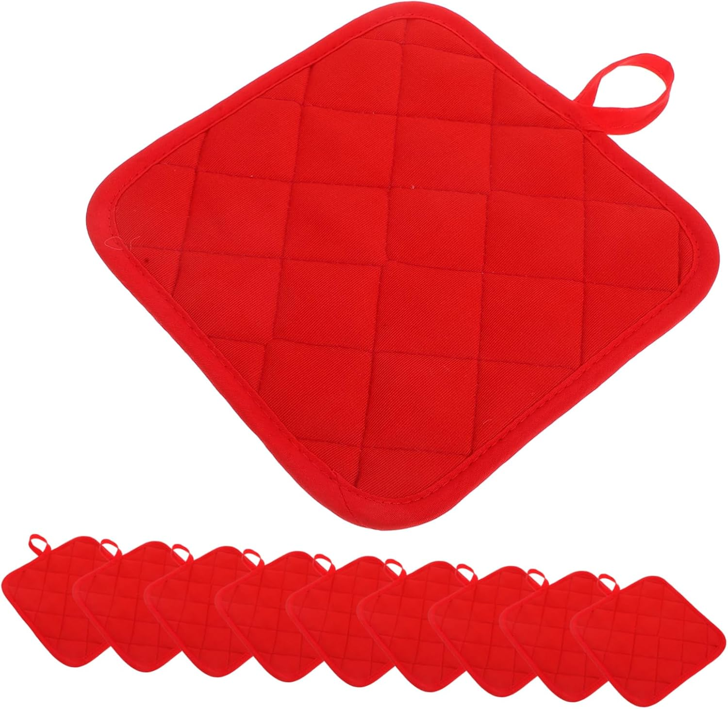 GARVALON 10Pcs Quilted Cotton Kitchen Pot Holders Heat Resistant Square Baking Hot Pads for Everyday Use Reusable Cooking Pot Holders Trivets image number 1