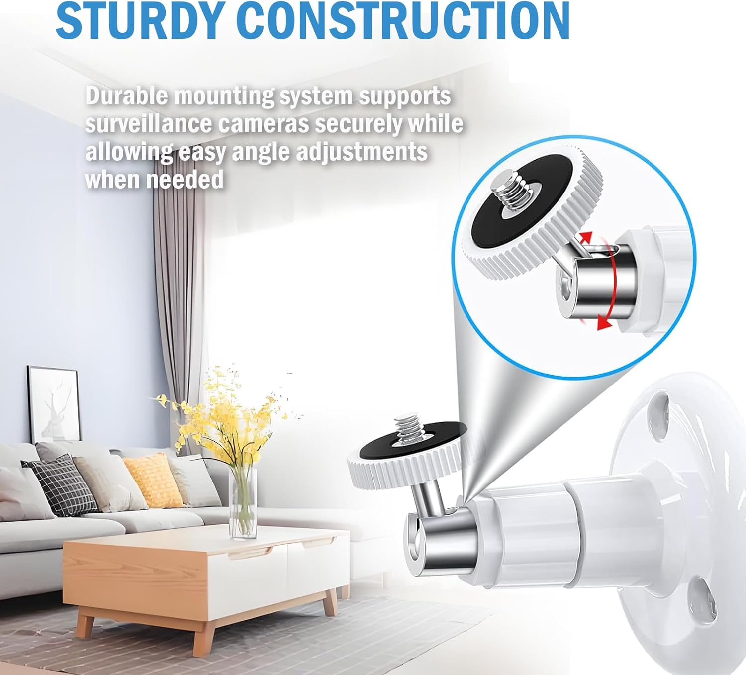 2Pack Adhesive Ring Camera Wall Mount, Mounting Bracket Stick up Mount 360 Degree Adjustable Screwless for Surveillance Camera,2 Ways Installation without Drilling image number 6