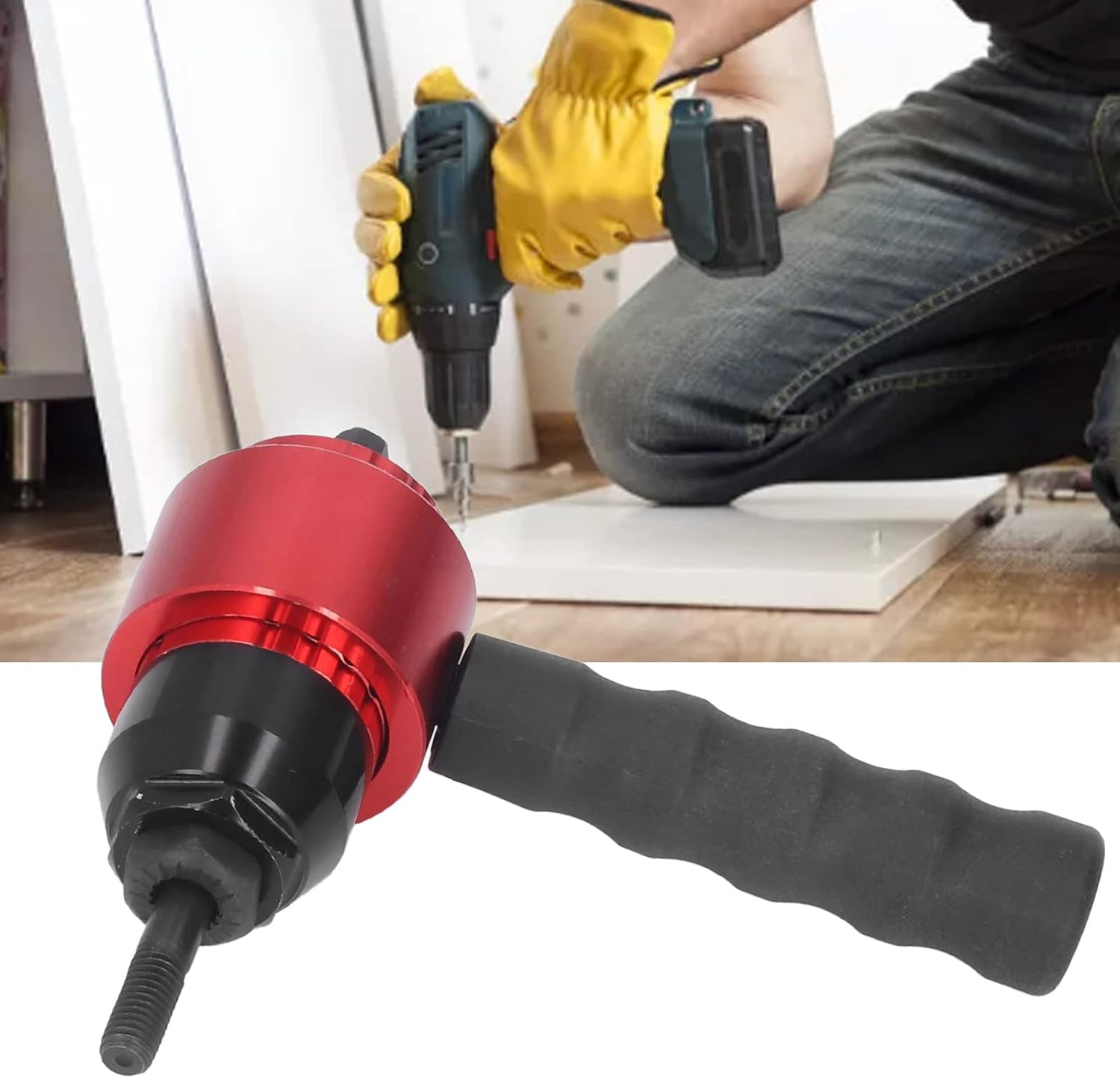 Nut Gun Adapter, 5 Nuts Rivet Gun Adapter Kit with Storage Box, Manual Automatic Nut Gun Adapter Rivet Nut Drill Adapter Kit, Type Riveting Insert Nut Hand Tool image number 1