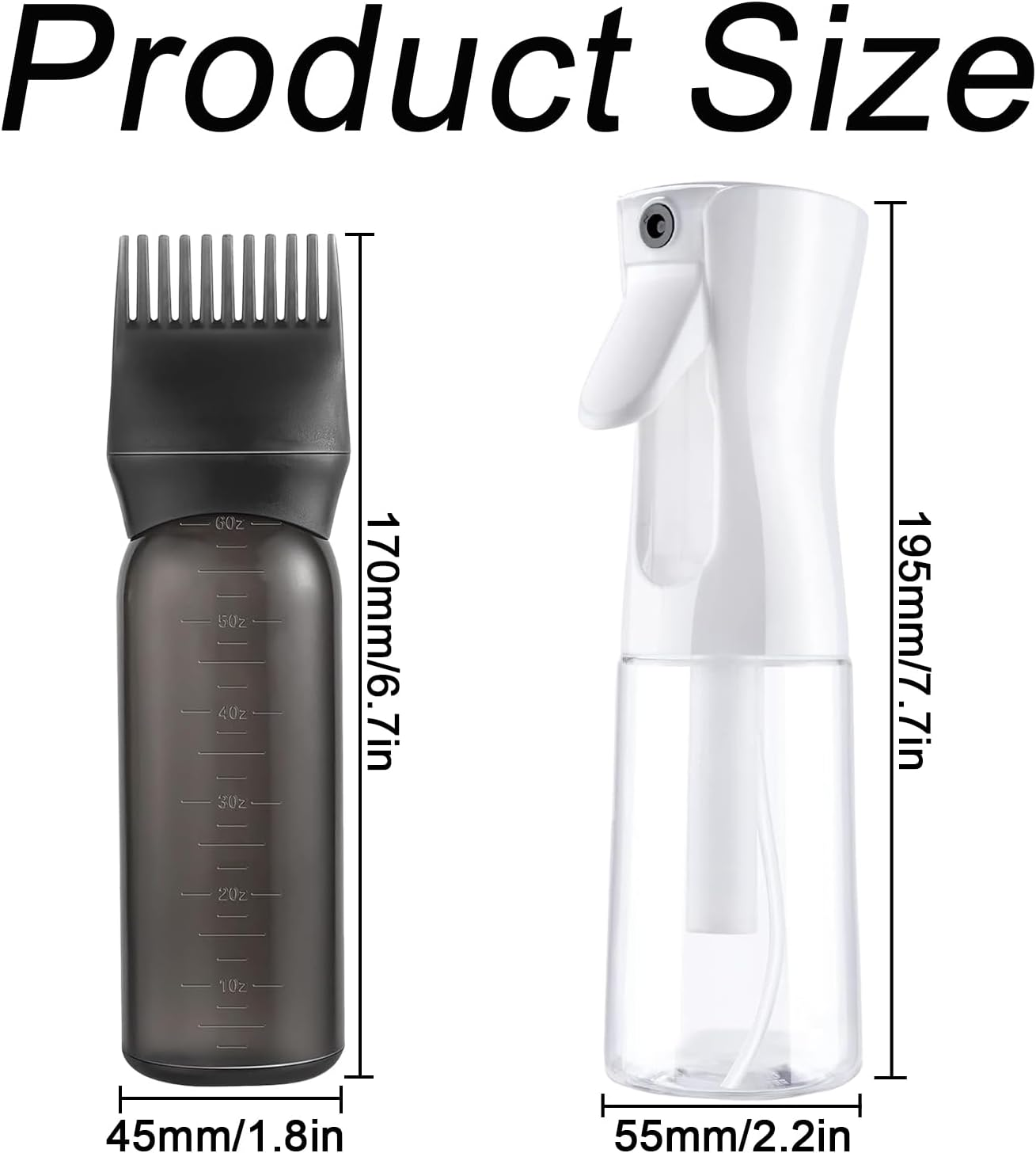 WPPQWP Spray Bottle Hair Curls, Root Comb Hair Oil Applicator, 200 Ml Hair Spray Bottle for Ultra Fine Continuous, Hair Oil Applicator with Graduated for Hair Styling, Hair Colourations image number 4