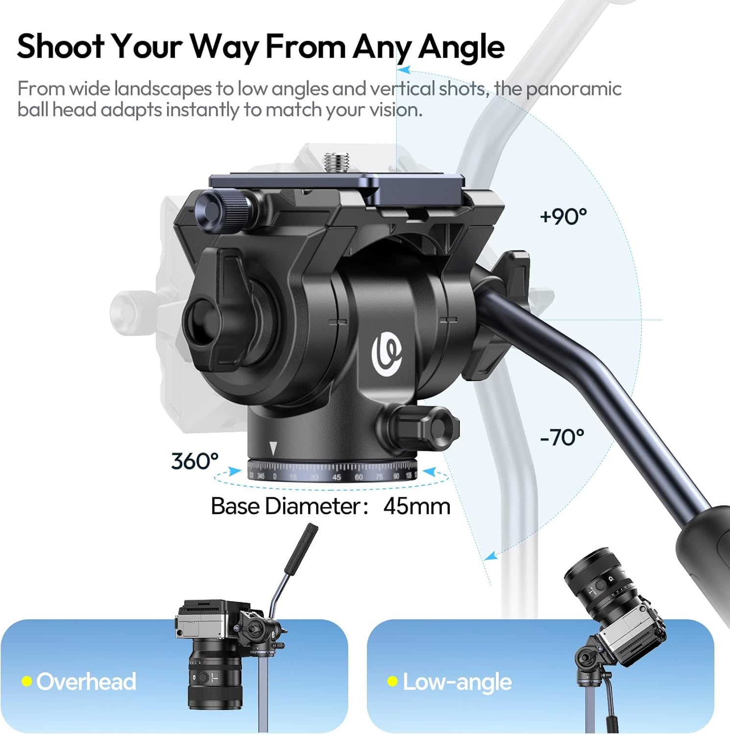 ULANZI Ombra Video Ⅱ Camera Tripod with Fluid Head, 61.5" Travel Tripod with 360&deg; Rotated Arca Quick Release Plate, Portable Stand for Phone Camera Vlogging Video Shooting with Carry Bag Phone Clamp image number 1