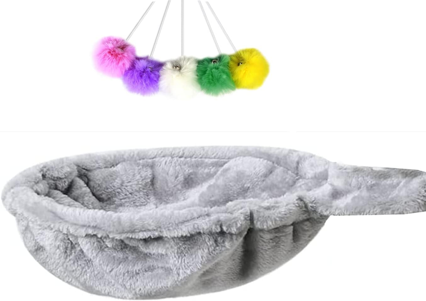 Shengocase 14.6'' Light Grey Nest Basket Lounger Hammock Bed for Cat Tree Cat Tower Replacement, 5-Pack Hanging Toys, Cat Tree Accessories Hammock Attachment 1Pc Large