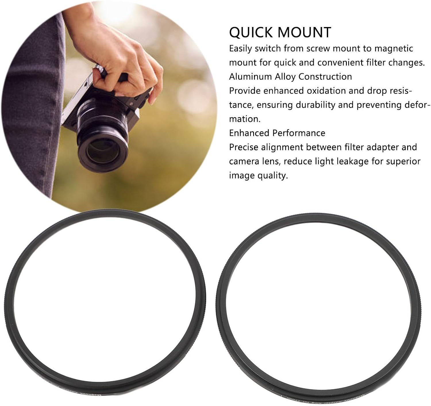 77Mm Magnetic Lens Filter Adapter, Converts 77Mm Screw-In Thread Filter to Magnetic image number 4