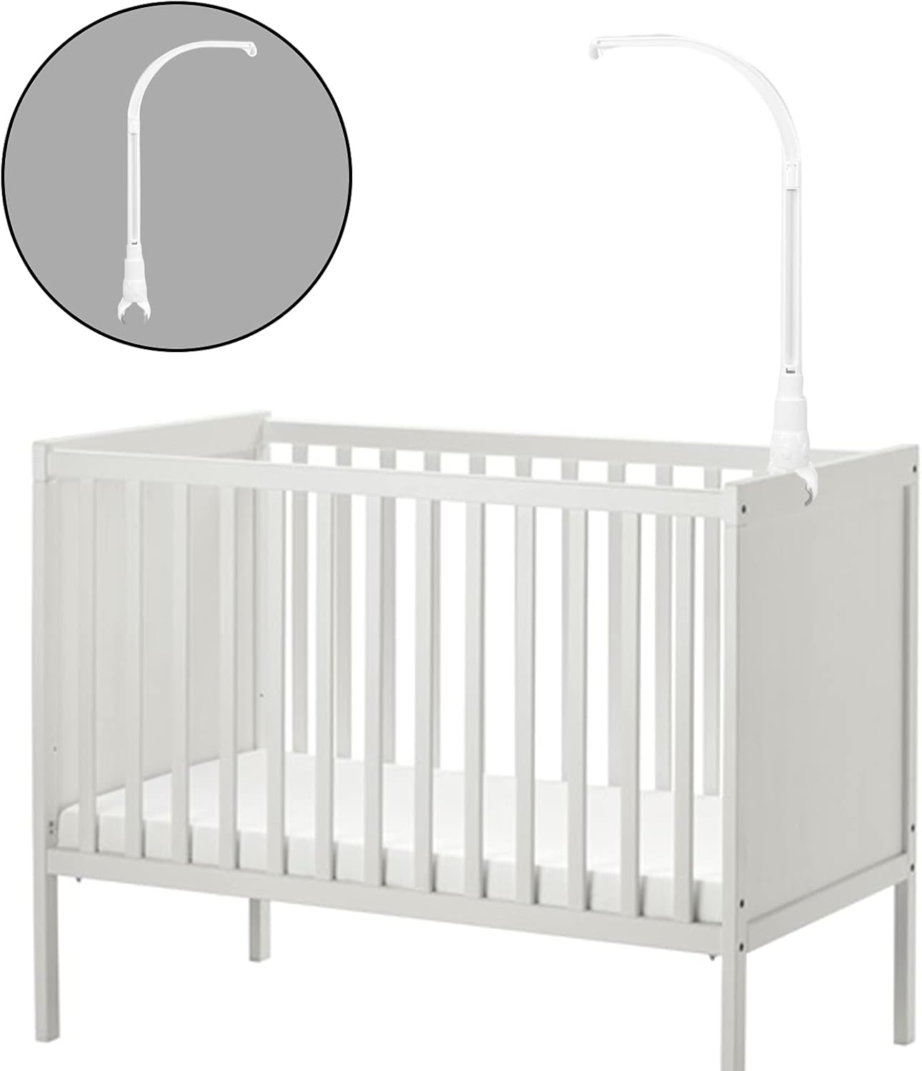 White Bracket Set Baby Crib Mobile Bed Bell Toy Holder Arm Bracket