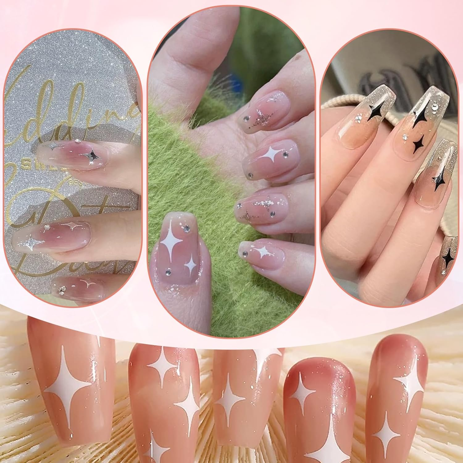 Aymorder Nail Art Stickers, 16 Sheets, Multicolor Star Pattern, Resin Material, Retro Modern Style, Self-Adhesive, Perfect for Nail (Keratin) Decoration image number 5