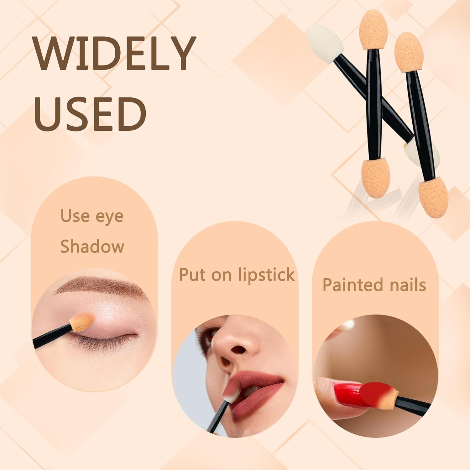 50PCS Disposable Eyeshadow Applicators,Sponge Tips Eye Shadow Applicator Sticks Double Sided, Suitable for Home and Travel Use image number 4