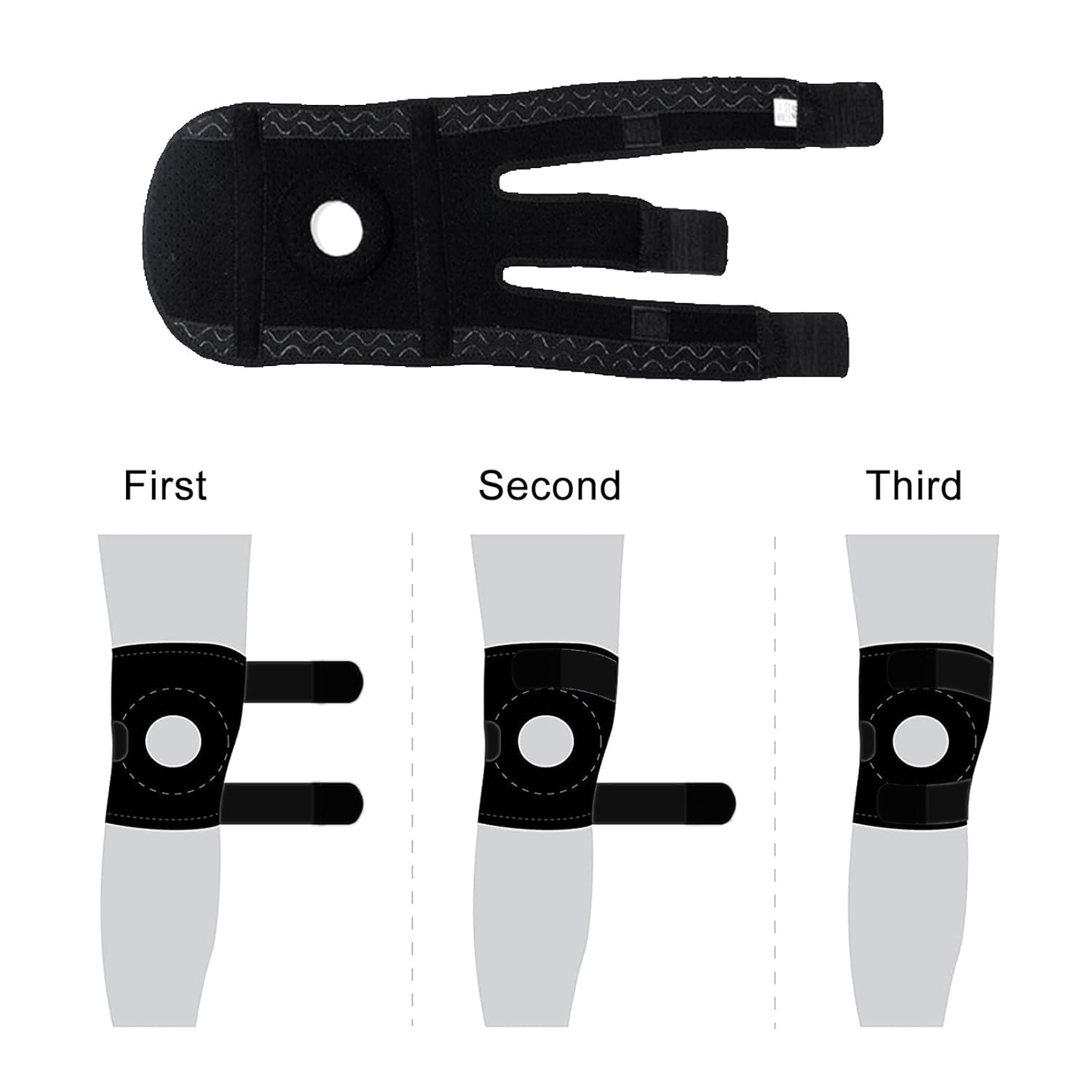 Beleeb Knee Support, Adjustable Knee Brace to Protect Patellar Meniscus, SBR Thickened Shock Absorbers & Dual Sprung Brace to Relif Pain and Sports Injury, Black image number 4