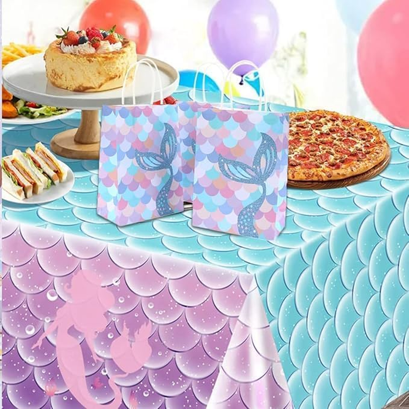 24Pcs Party Bags, Mermaid Party Bag Gift Paper Party Goodie Favor Bags, Kraft Paper Treat Goodie Bag for Boys Girls Birthday Candy image number 6