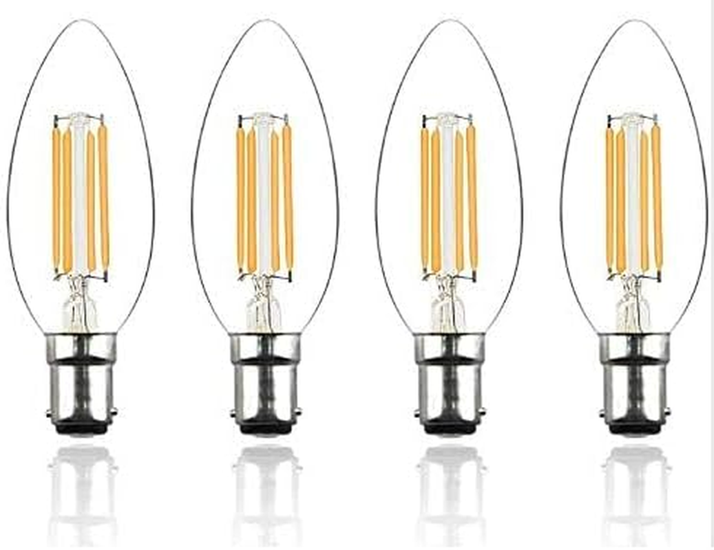 Bonlux 4W B15 LED Bulb, B15 Small Bayonet Candle Light Bulbs, Dimmable Light Bulb Bayonet Ba15D B15D Led Bulbs Warm White 2700K for Chandeliers, Bedroom (4-Pack)