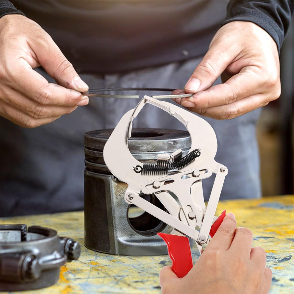 HORIALENCE Piston Ring Installation Pliers and Expander Tool, Small Car Automotive Piston Ring Adjusting and Compressor Pliers for Motorcycle and Auto Repair image number 1