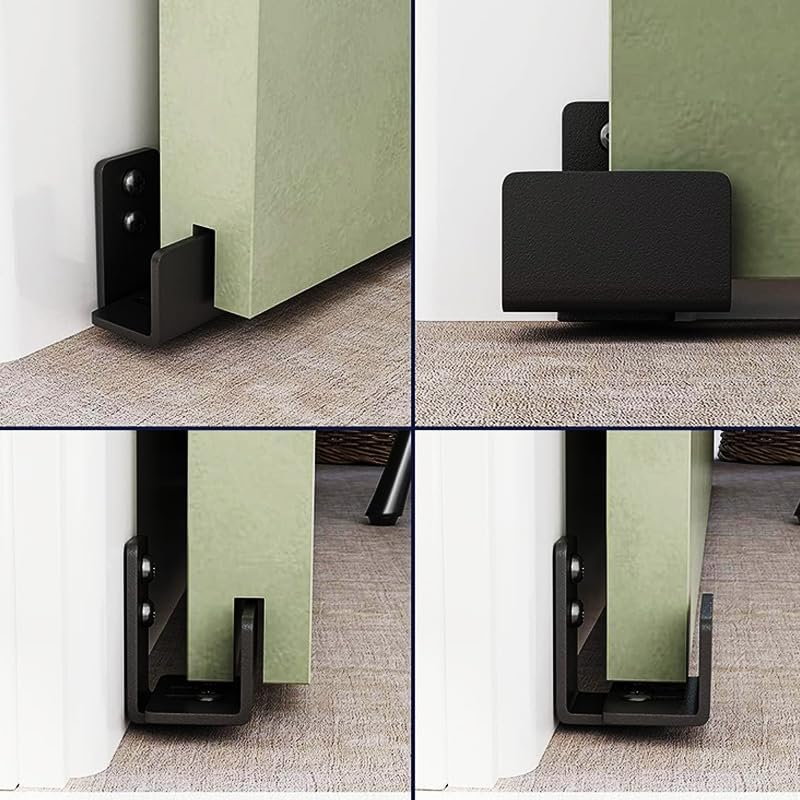 Sliding Barn Door Floor Guide - U Shape Adjustable Bottom Guide for Smooth Sliding, Flush/Flat Wall Mount Design, Compatible with Barn Doors & Cabinets image number 1